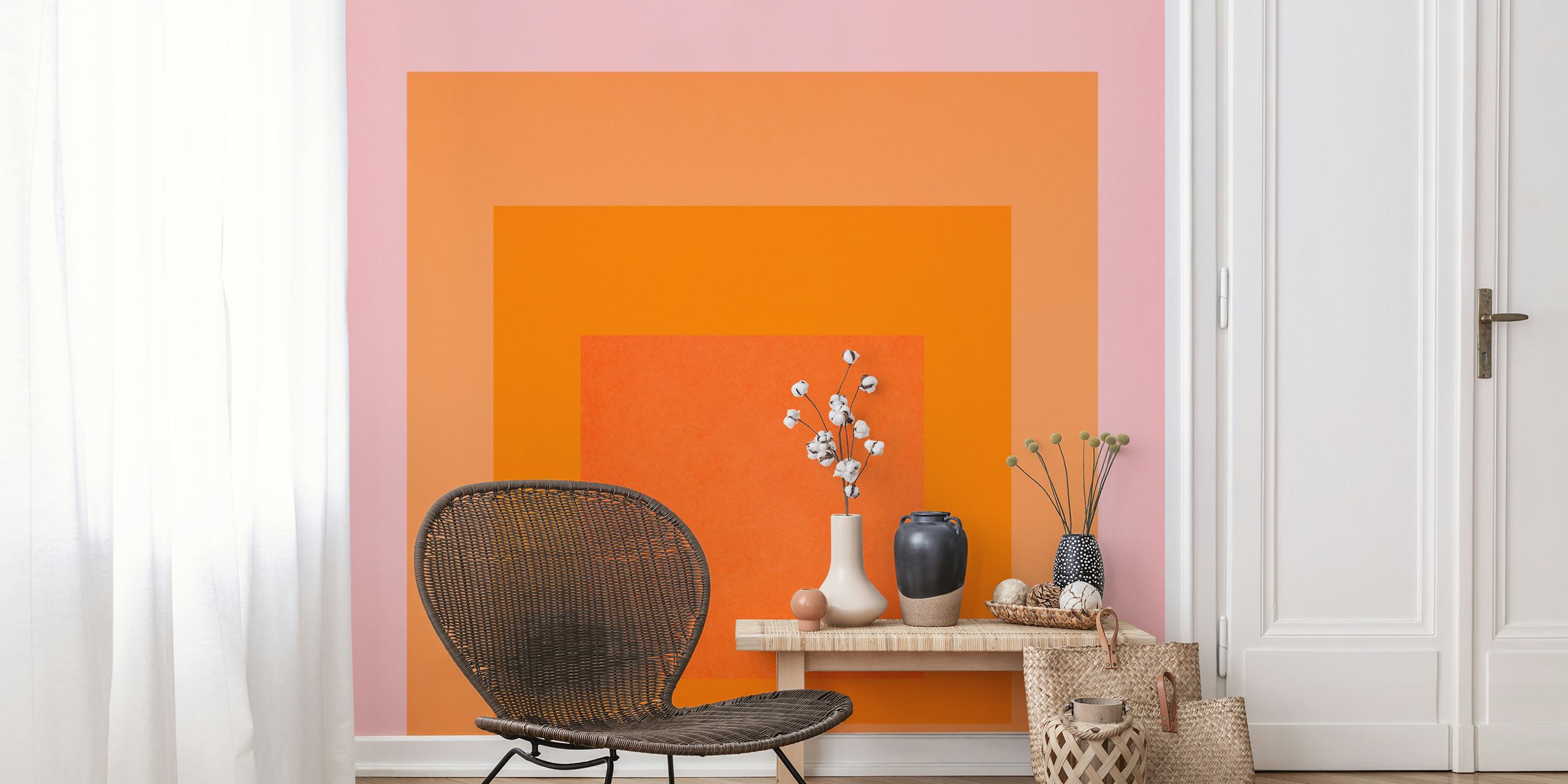 Geometric pattern in pink and orange shades wallpaper