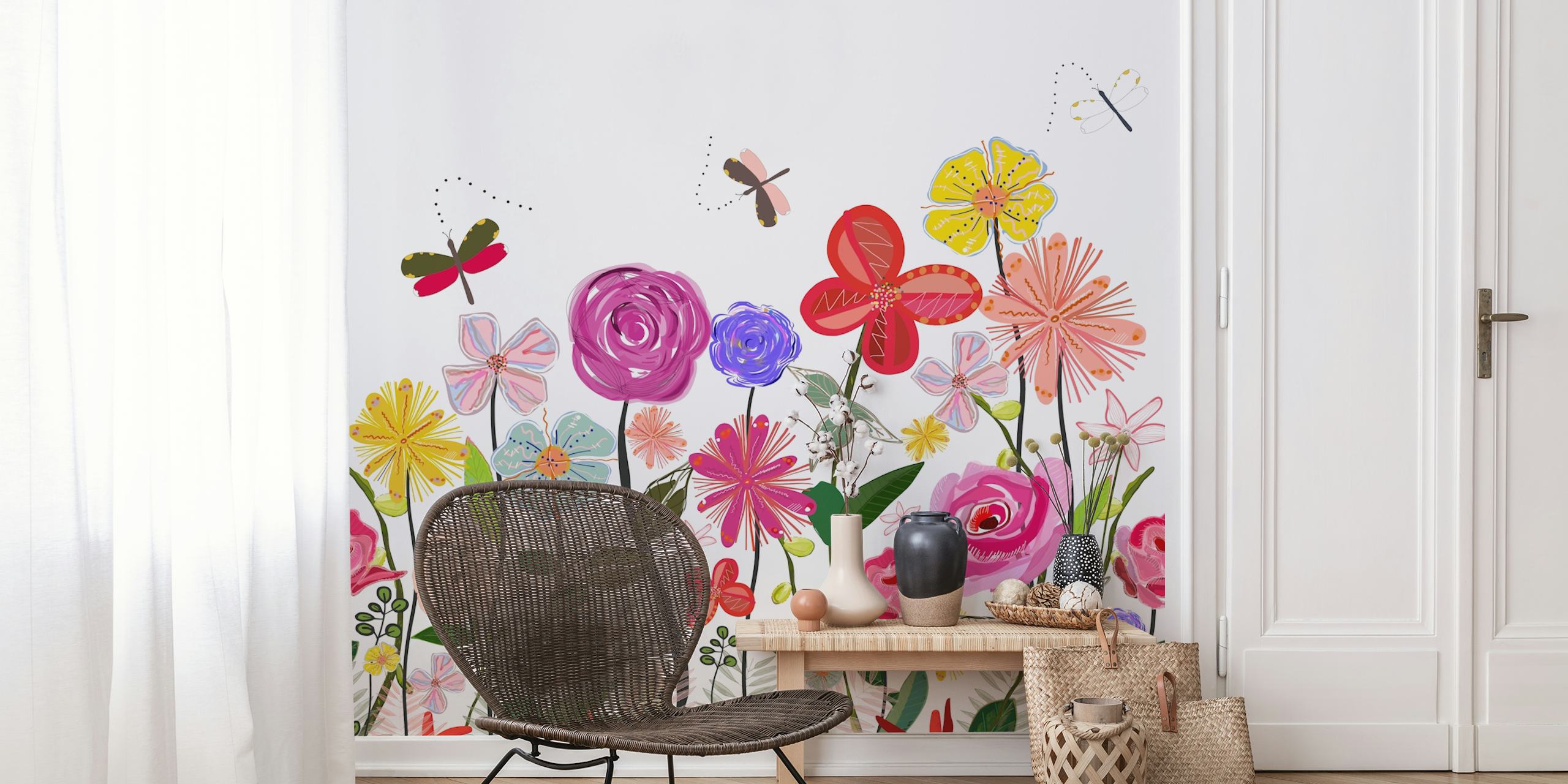 Spring meadow flowers tapet i et rum