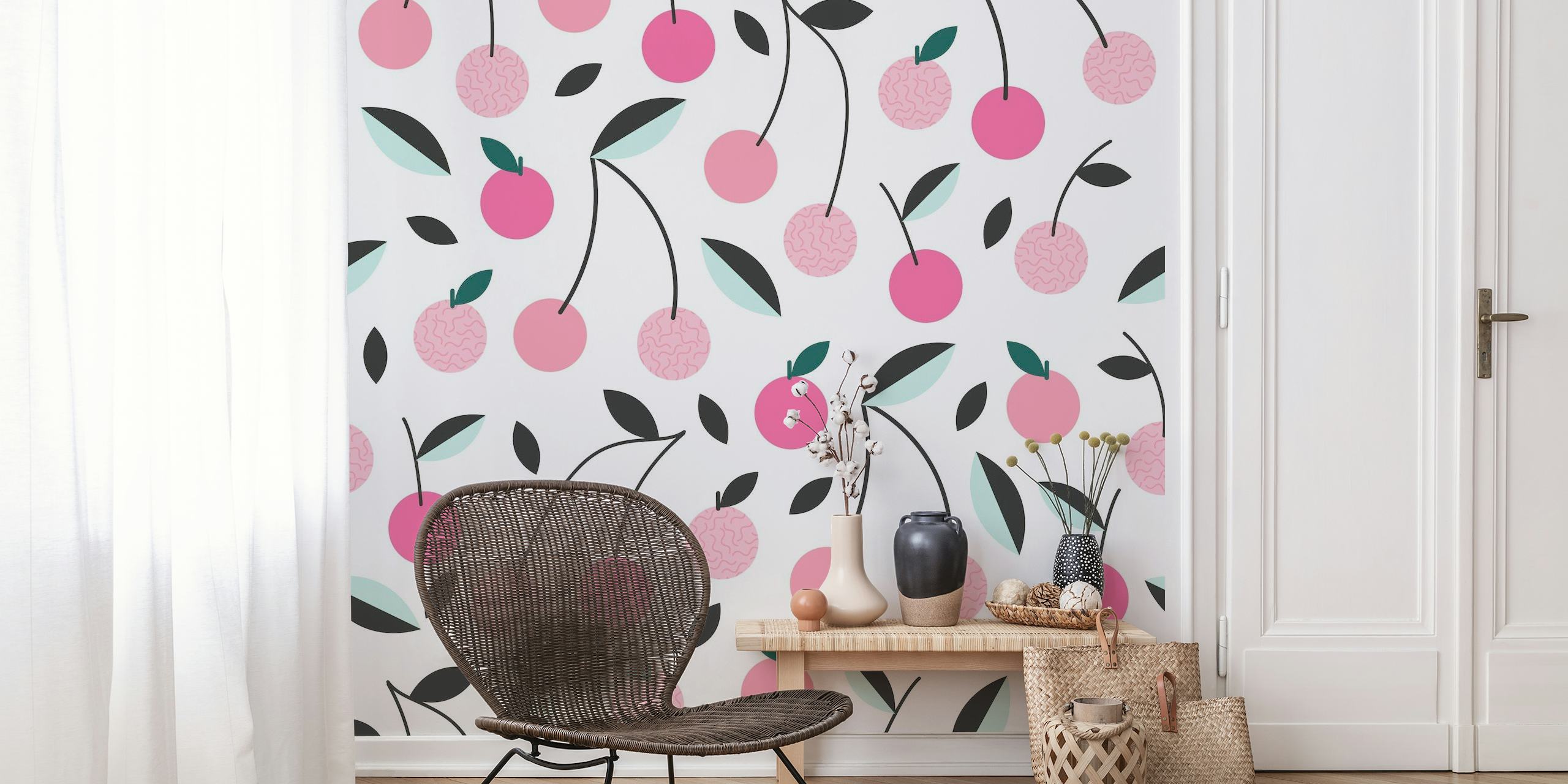 Cherries Pink wallpaper