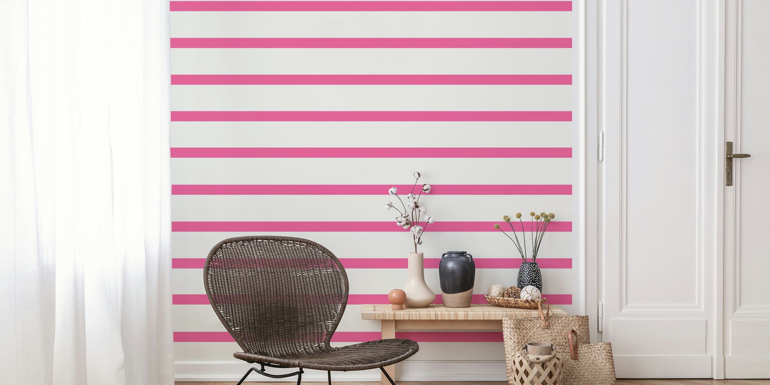 Pink and white striped wallpaper design