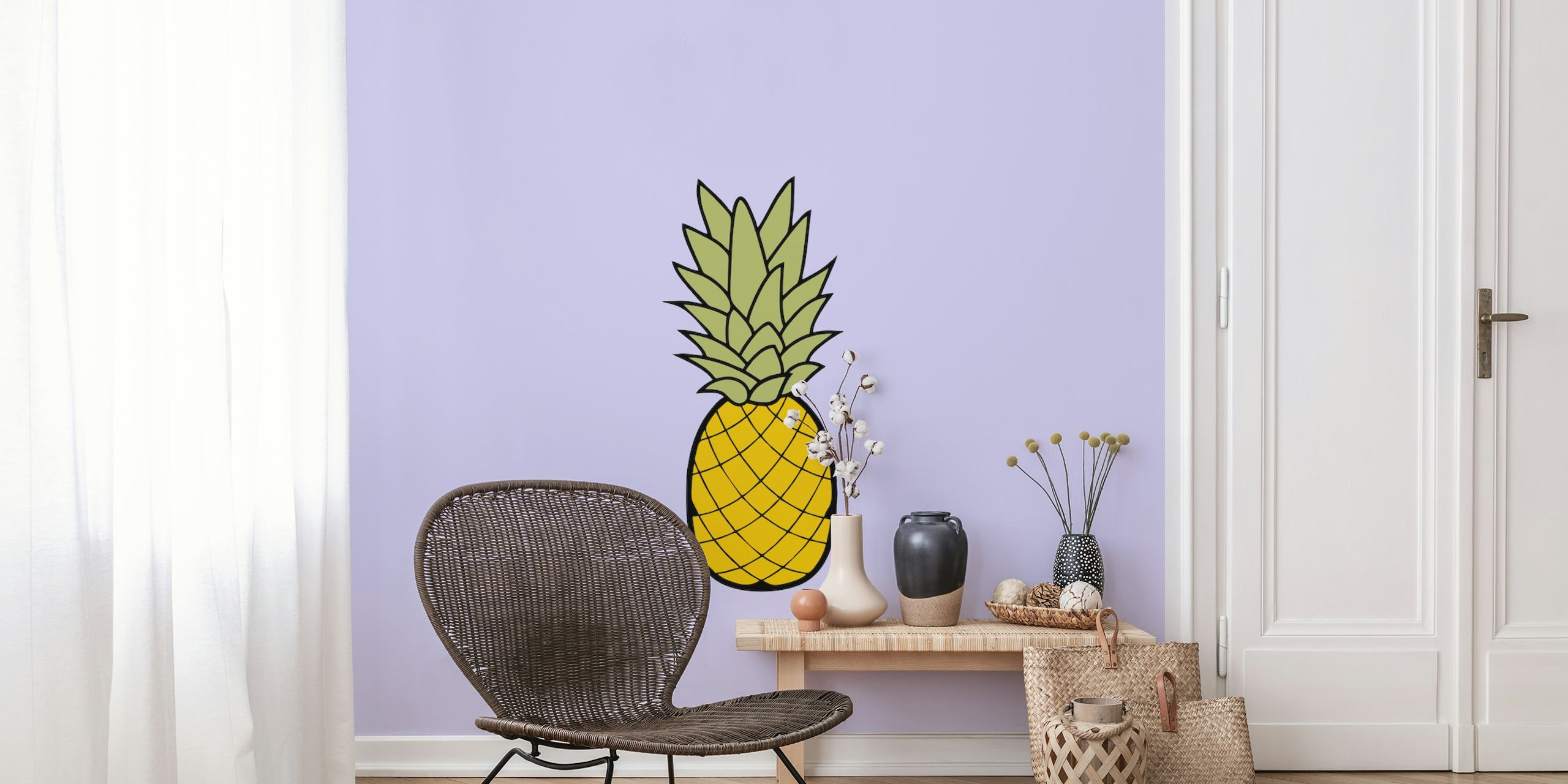 Pineapple tapet i et børneværelse