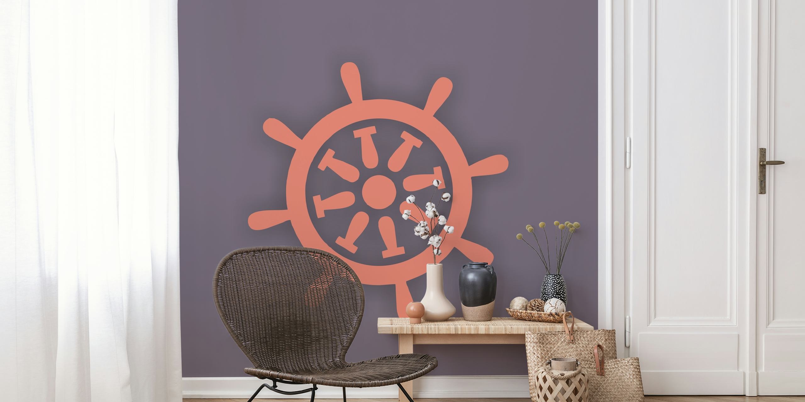 Graphite Rust Orange Rudder wallpaper in a room