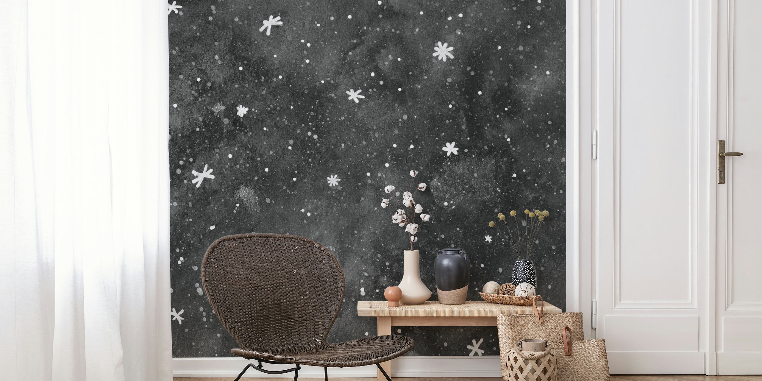 Black and white galaxy sky behang
