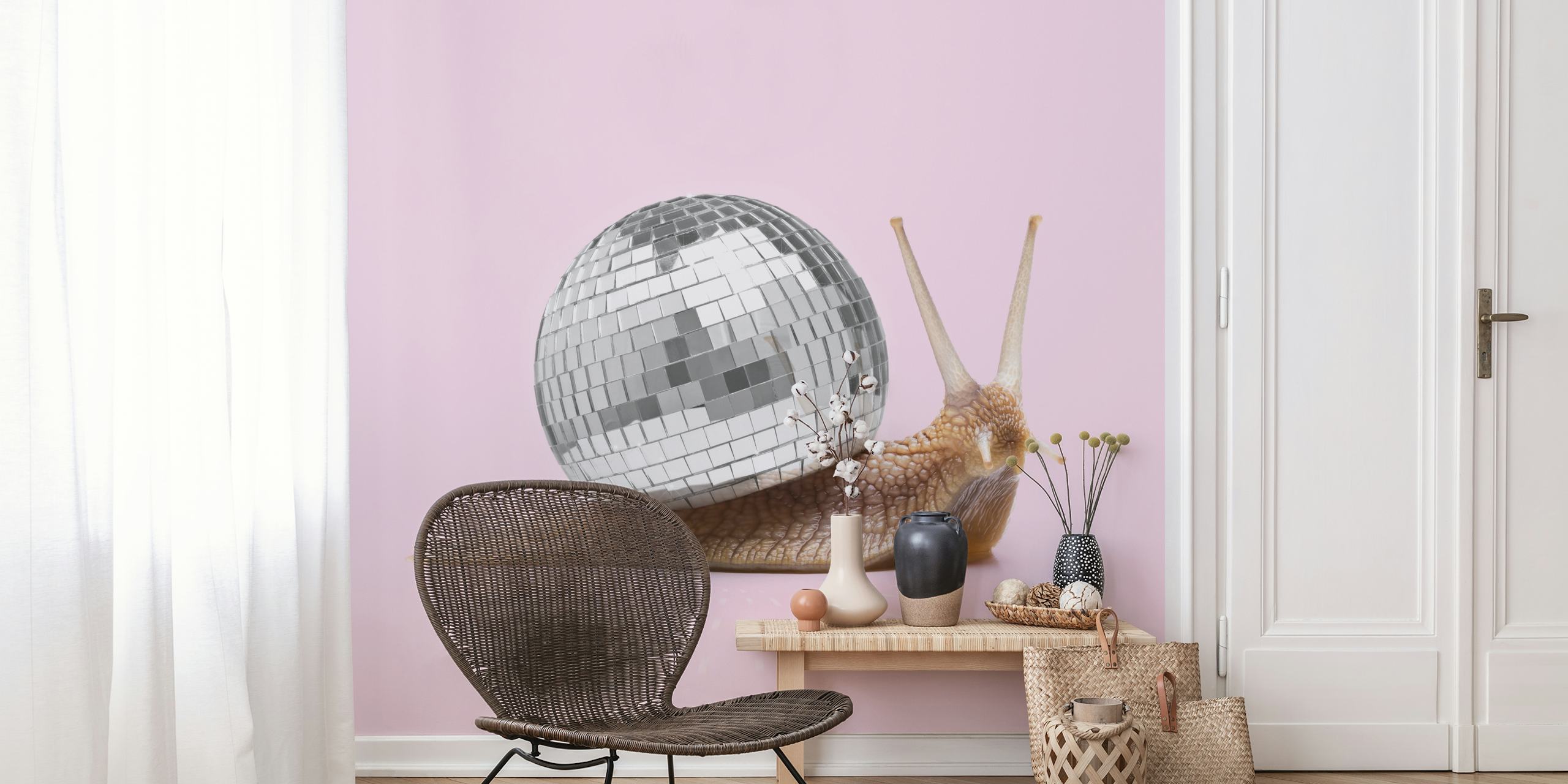 Disco snail wallpaper in a room