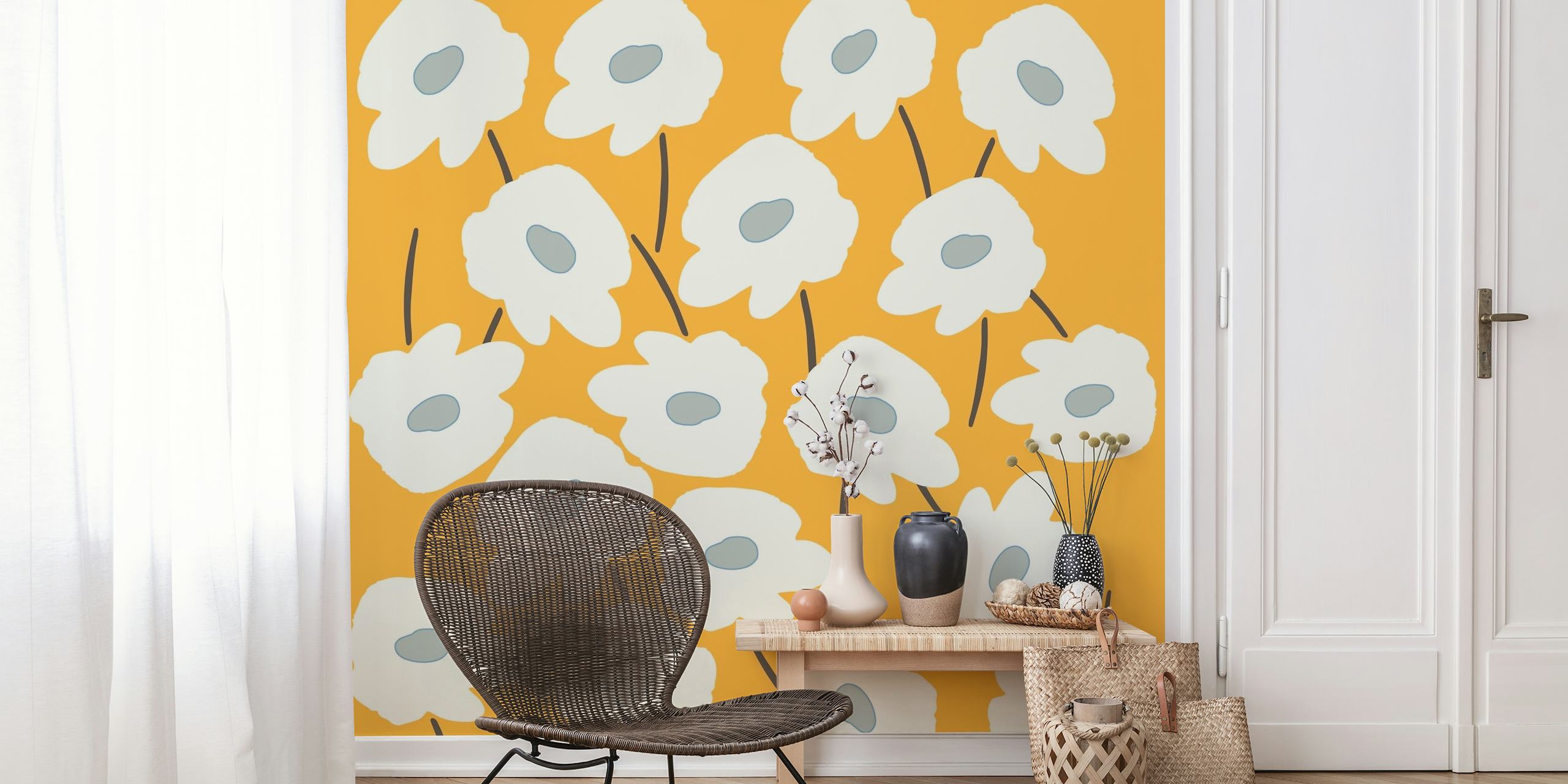 Abstract Daisies Yellow wallpaper