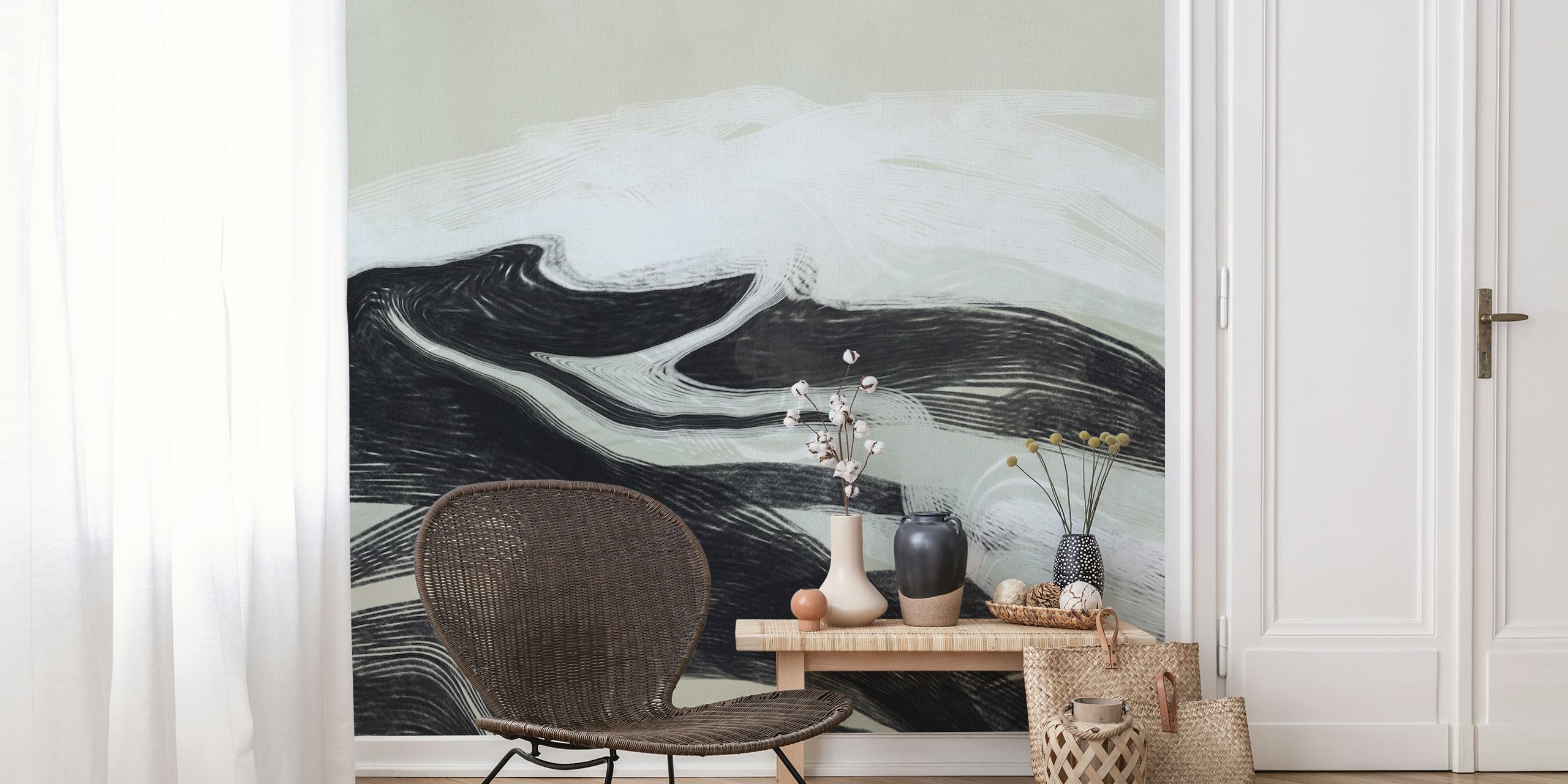 Abstract black and white swirling patterns wallpaper