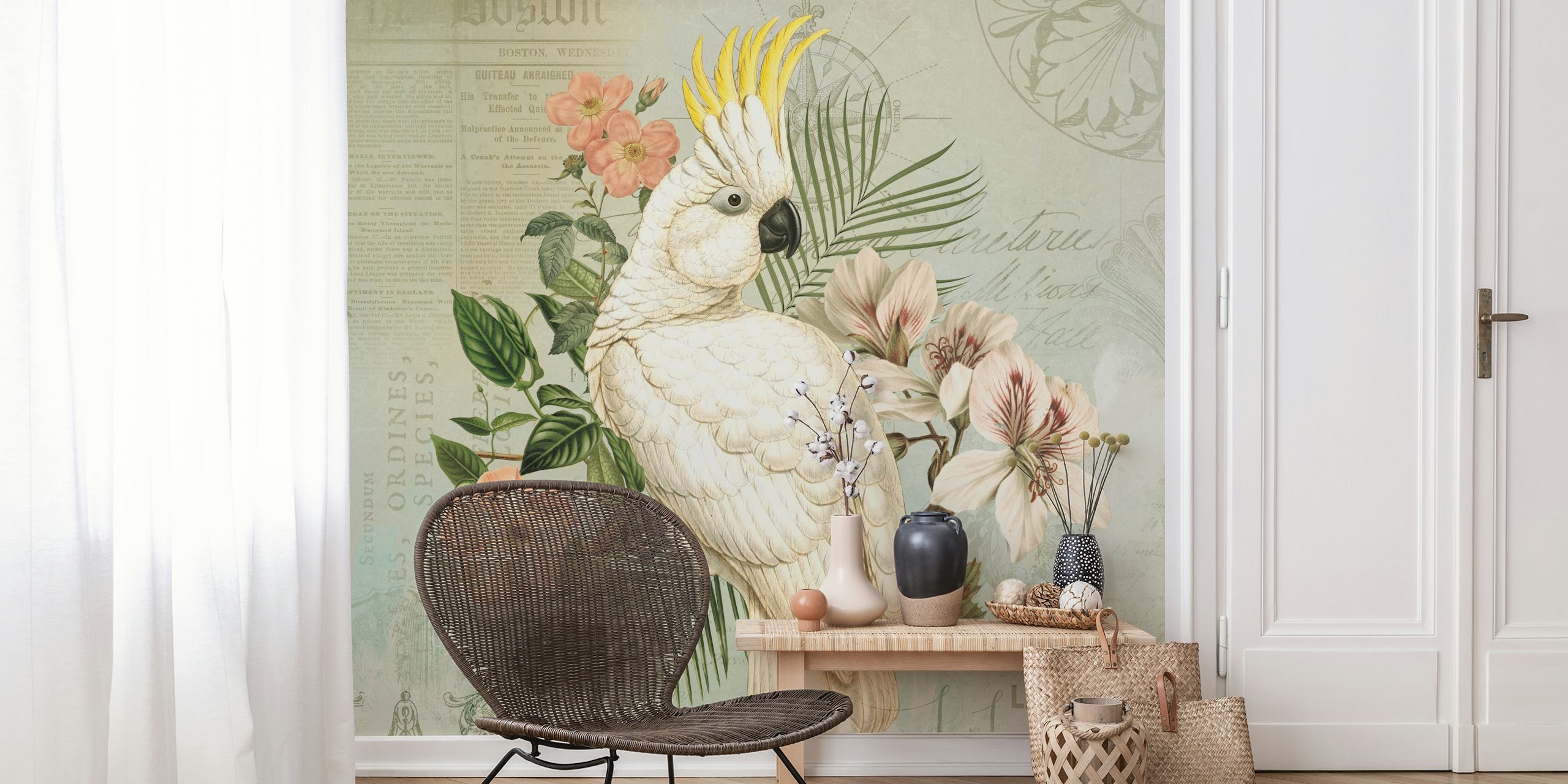 Cockatoo Vintage Nostalgia tapetti huoneessa