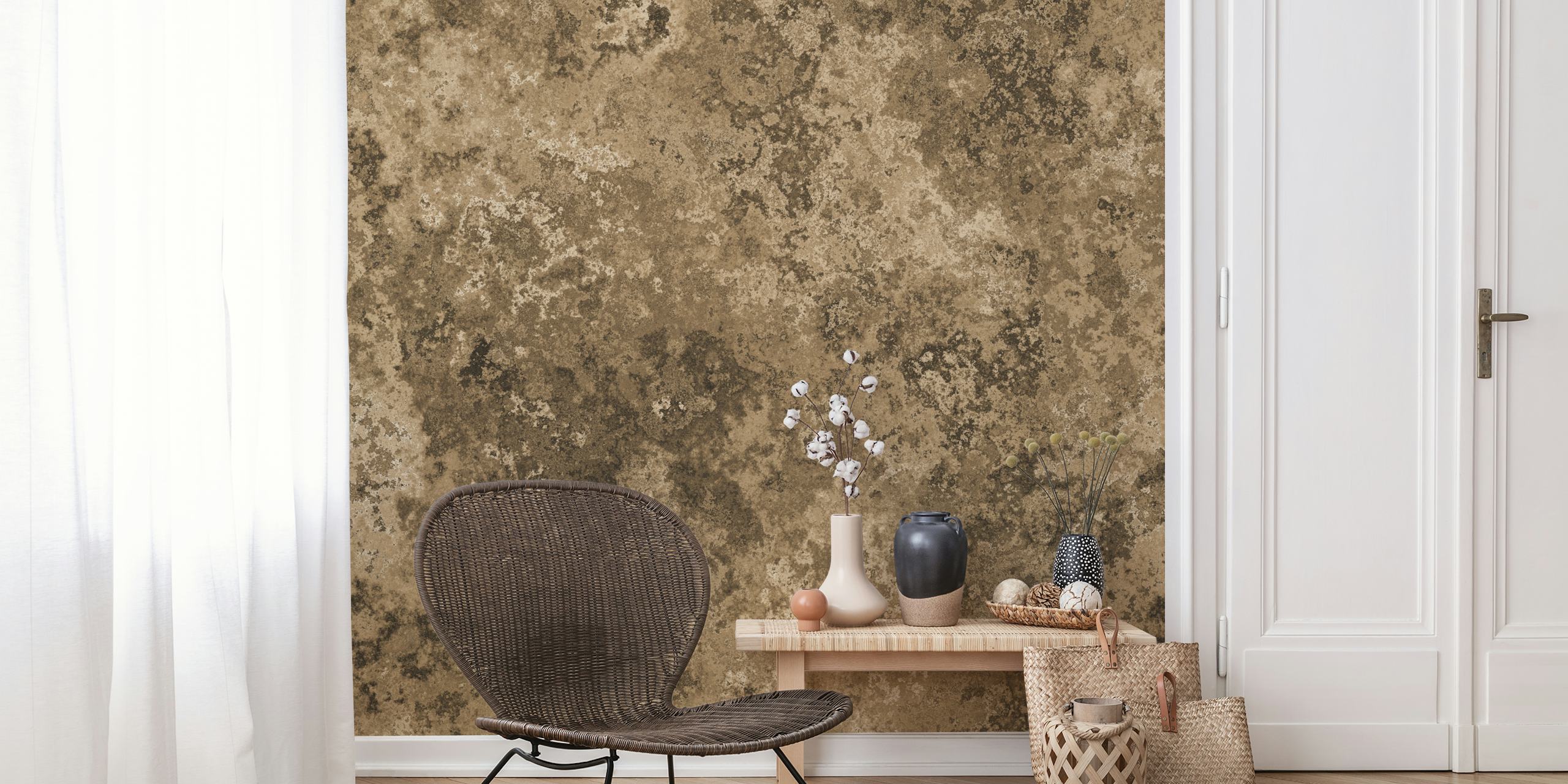 Earthy sepia brown moss texture wall mural