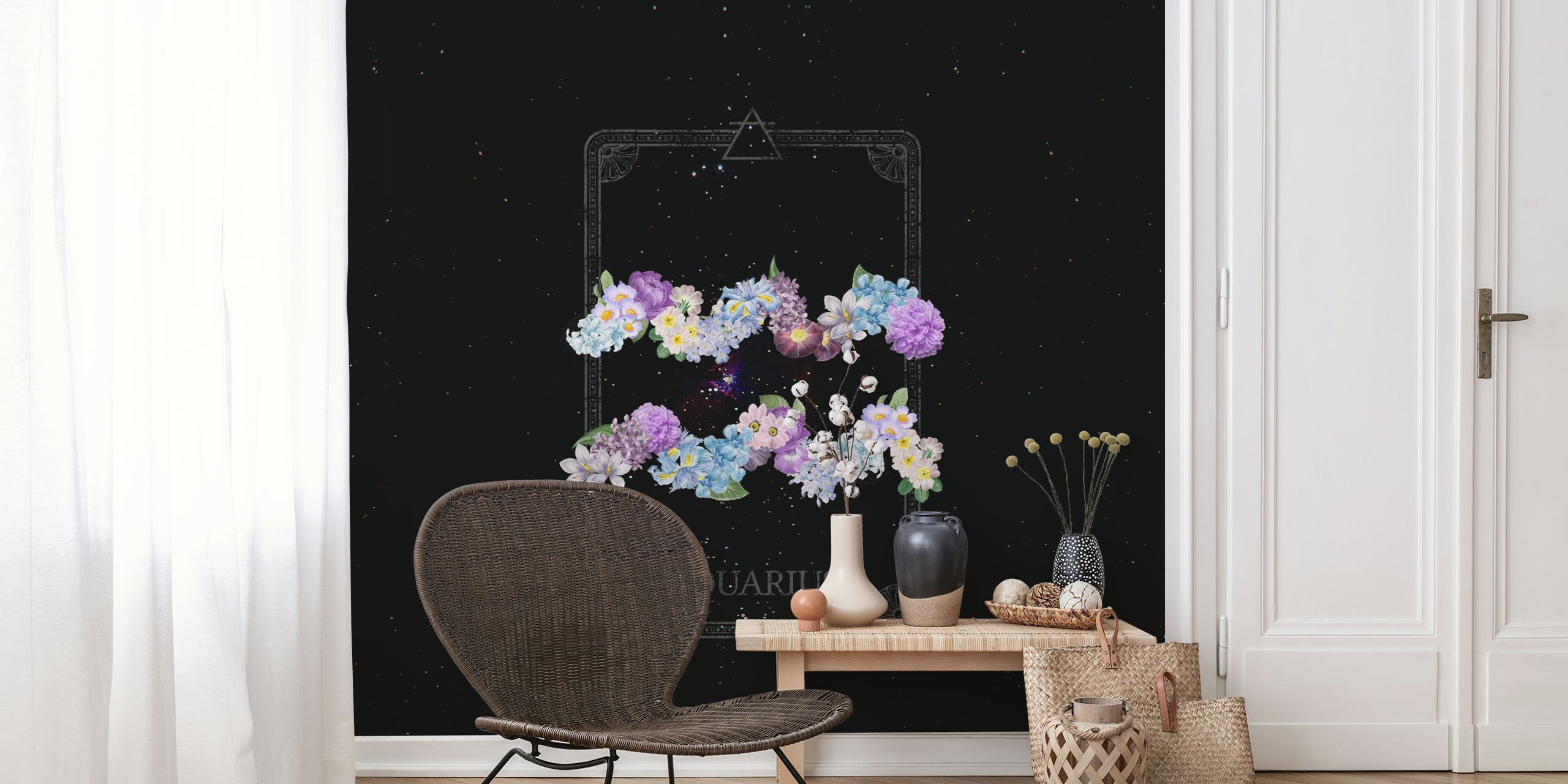 Papel pintado Floral Zodiac Sign Aquarius en una habitación
