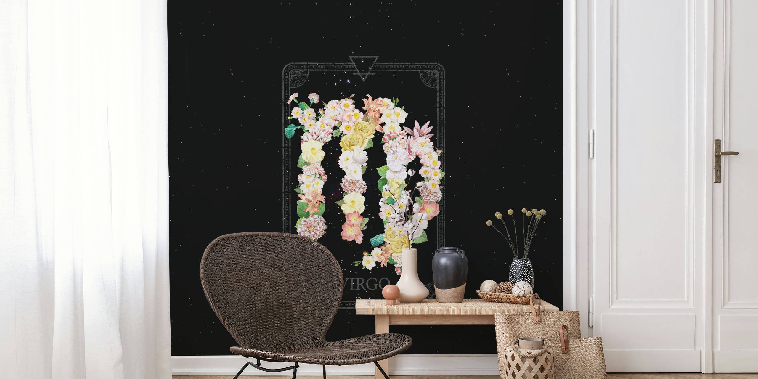 Floral Zodiac Sign Virgo wallpaper in a room
