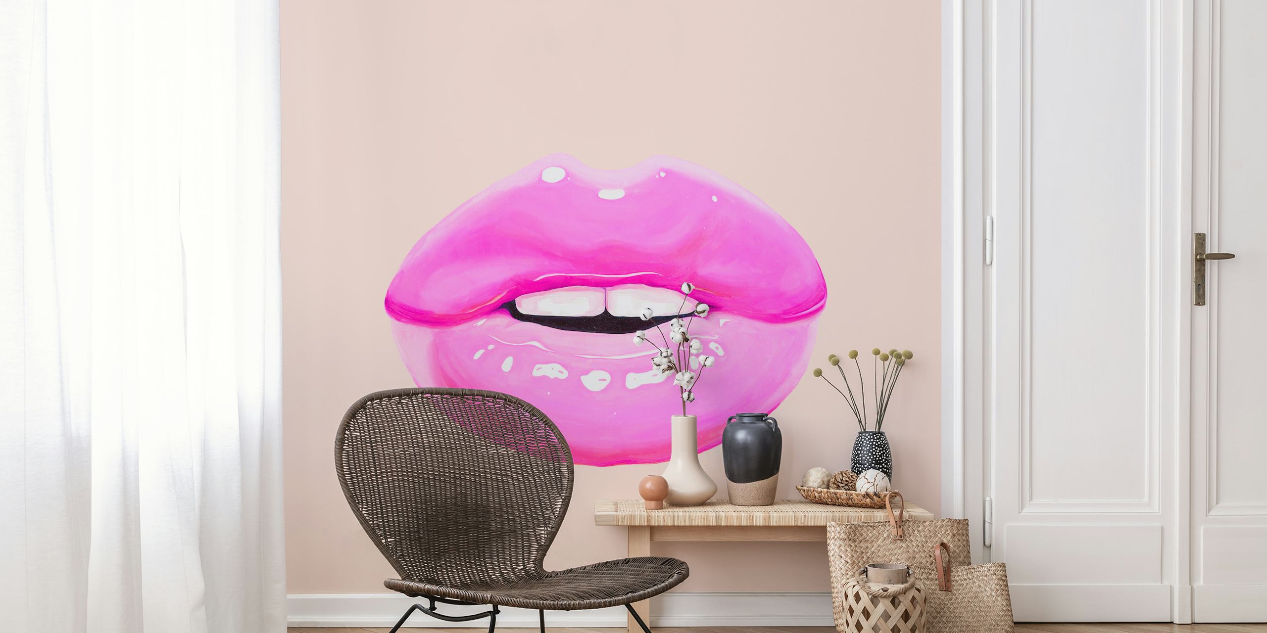 Pink lips tapetdesign i et rum