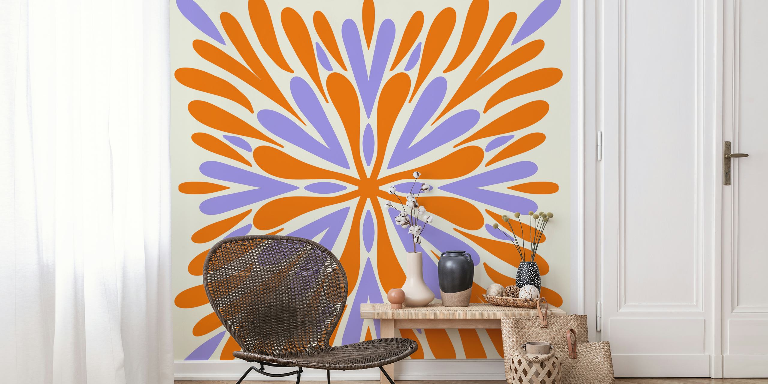 Violet and orange modern wallpaper design