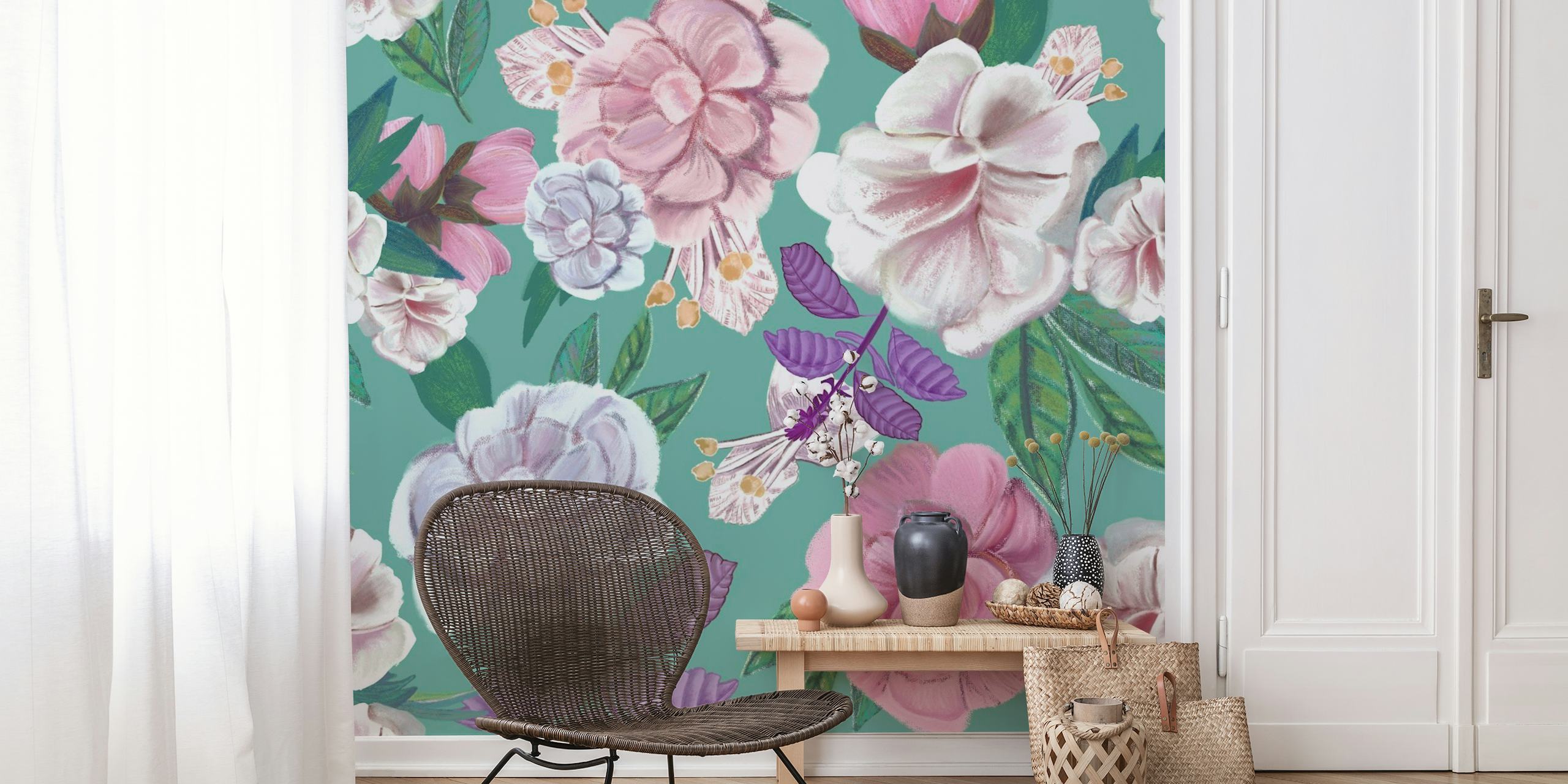 Basil Flowers and Roses wallpaper