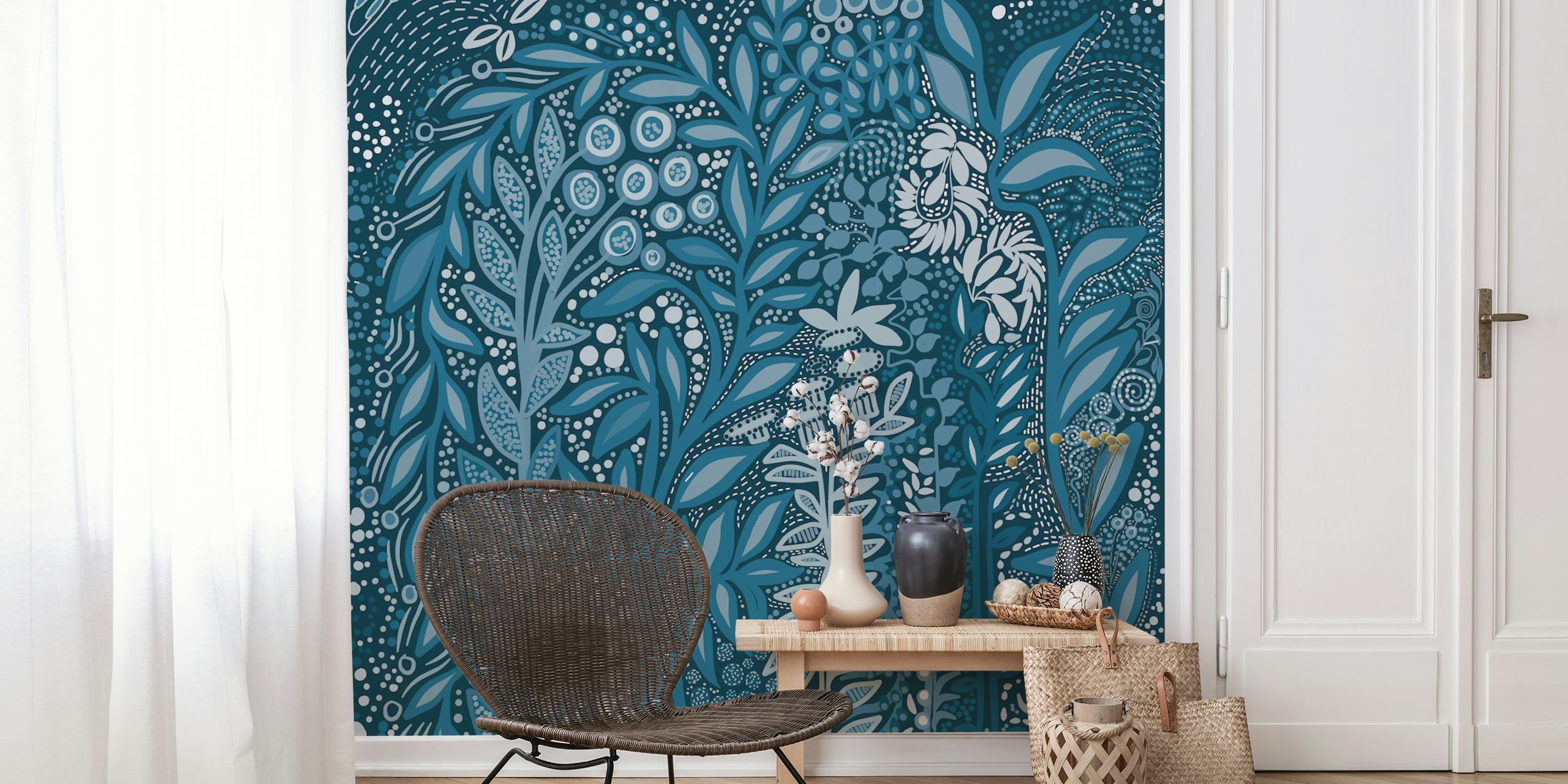 Vanda Coerulea orchid forest wall mural in serene twilight hues