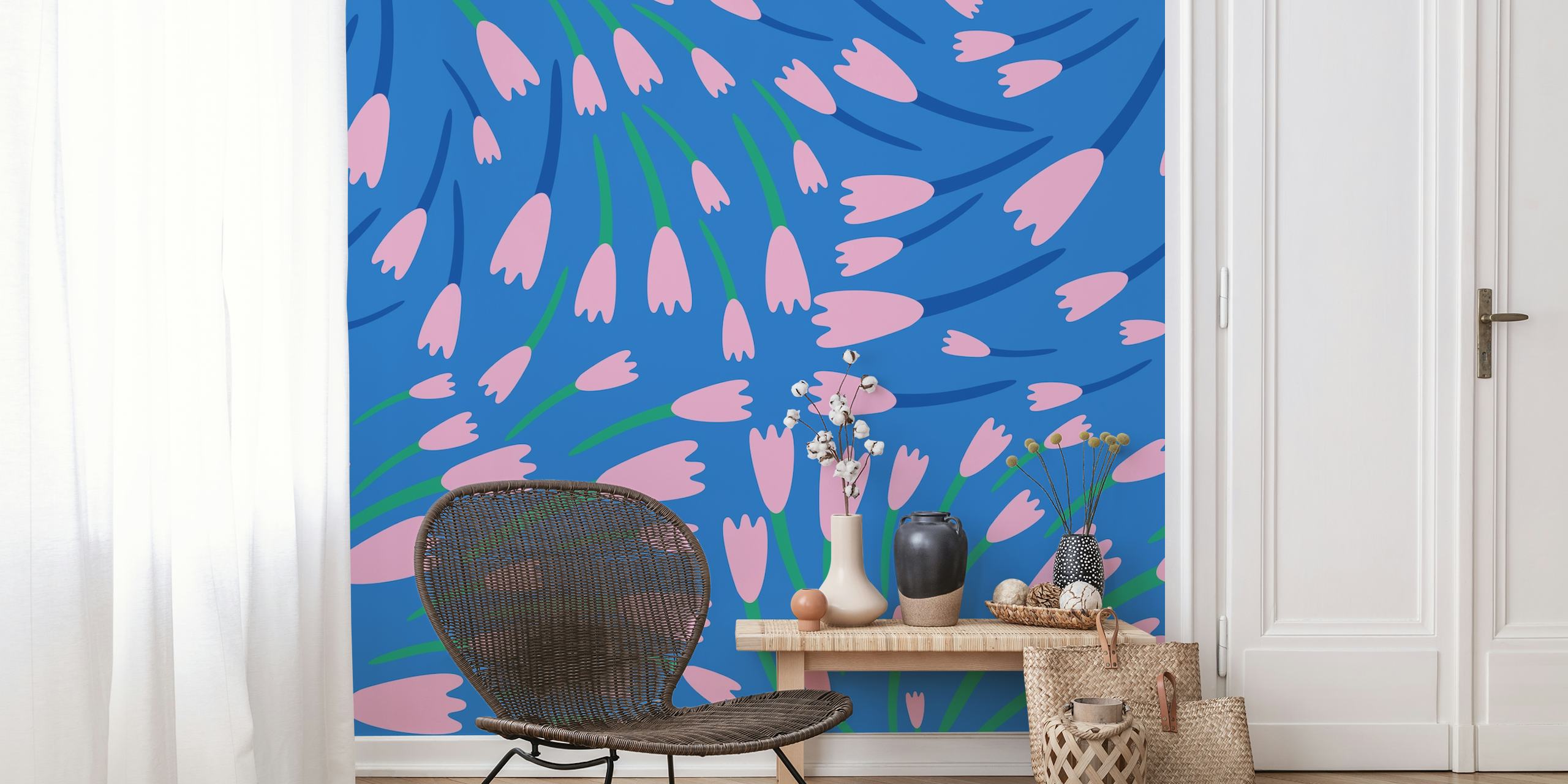 Tapeta Powder pink tulips u sobi