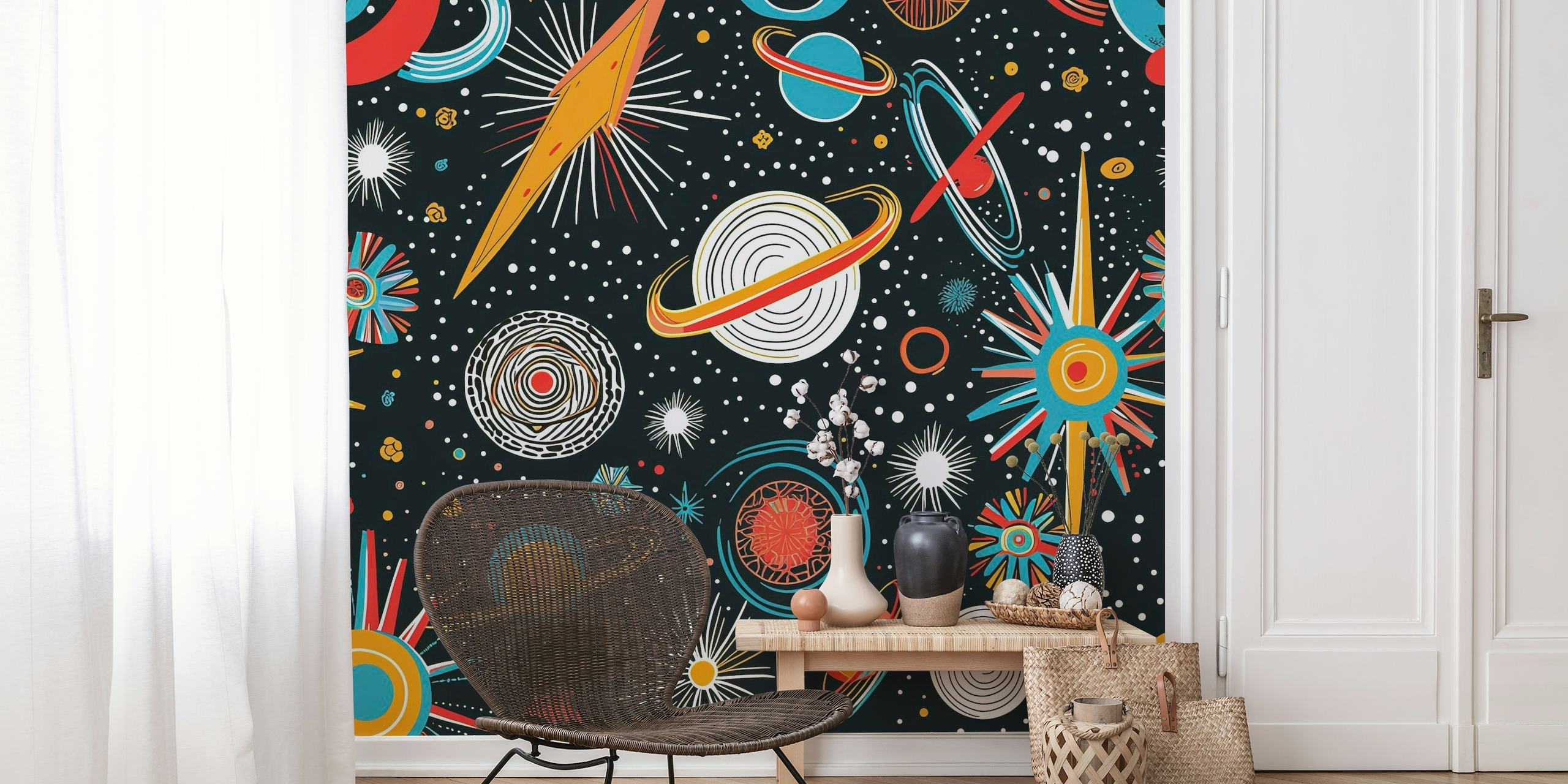 Vintage Space World papel pintado