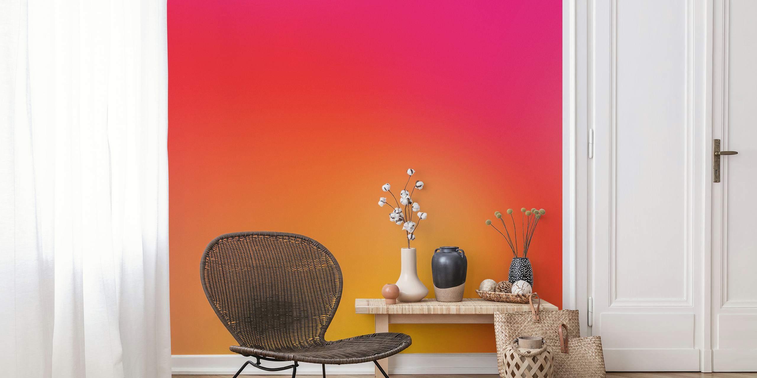 Hot Pink to Orange Gradient Wall Mural at Happywall