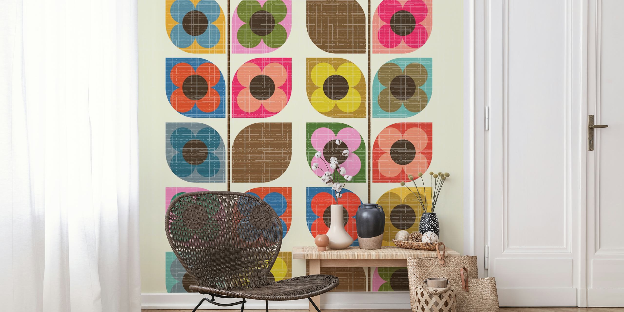 Textured Bloom Vine tapet i ett rum