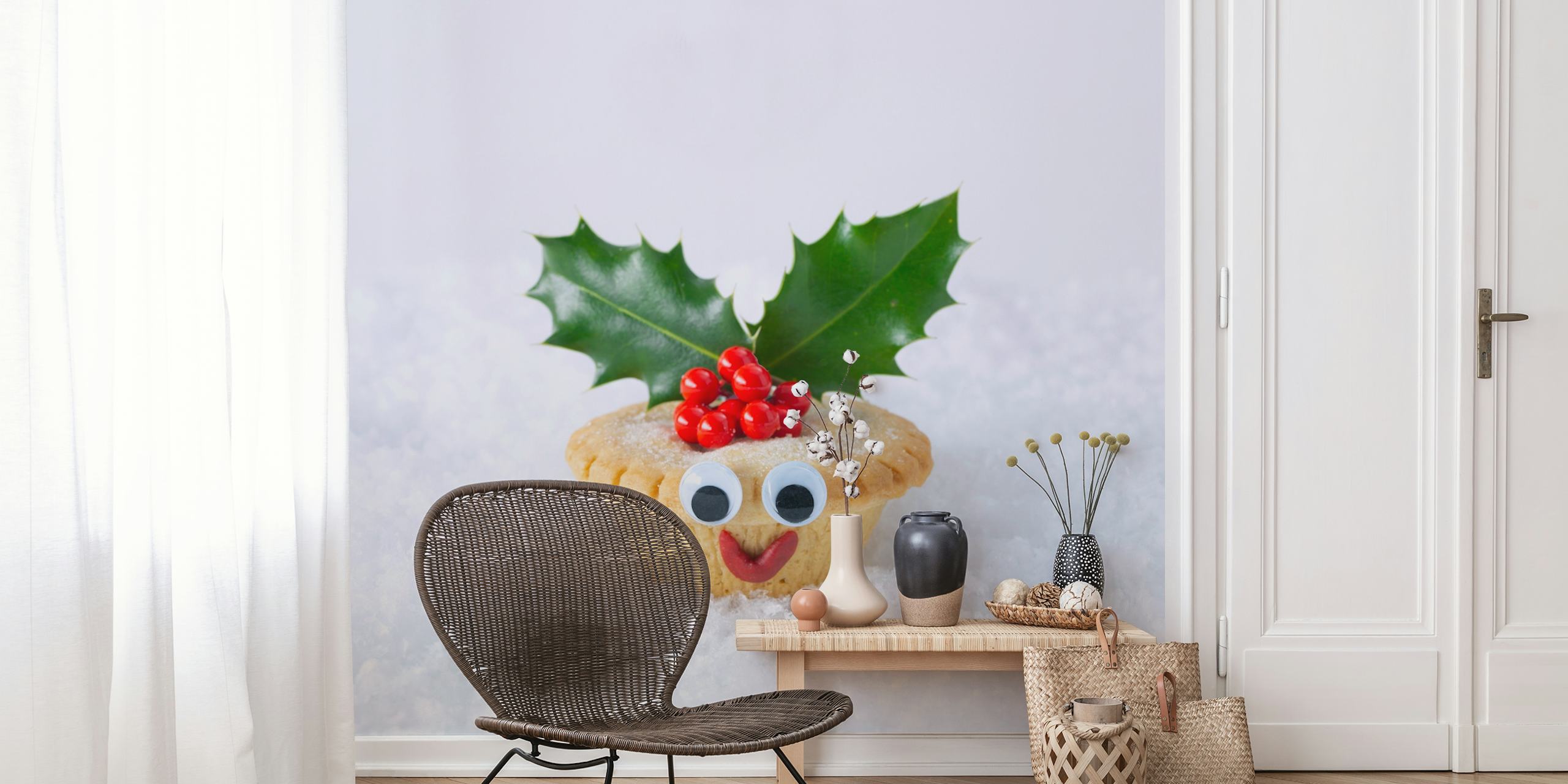 Mince pie wallpaper design in a room