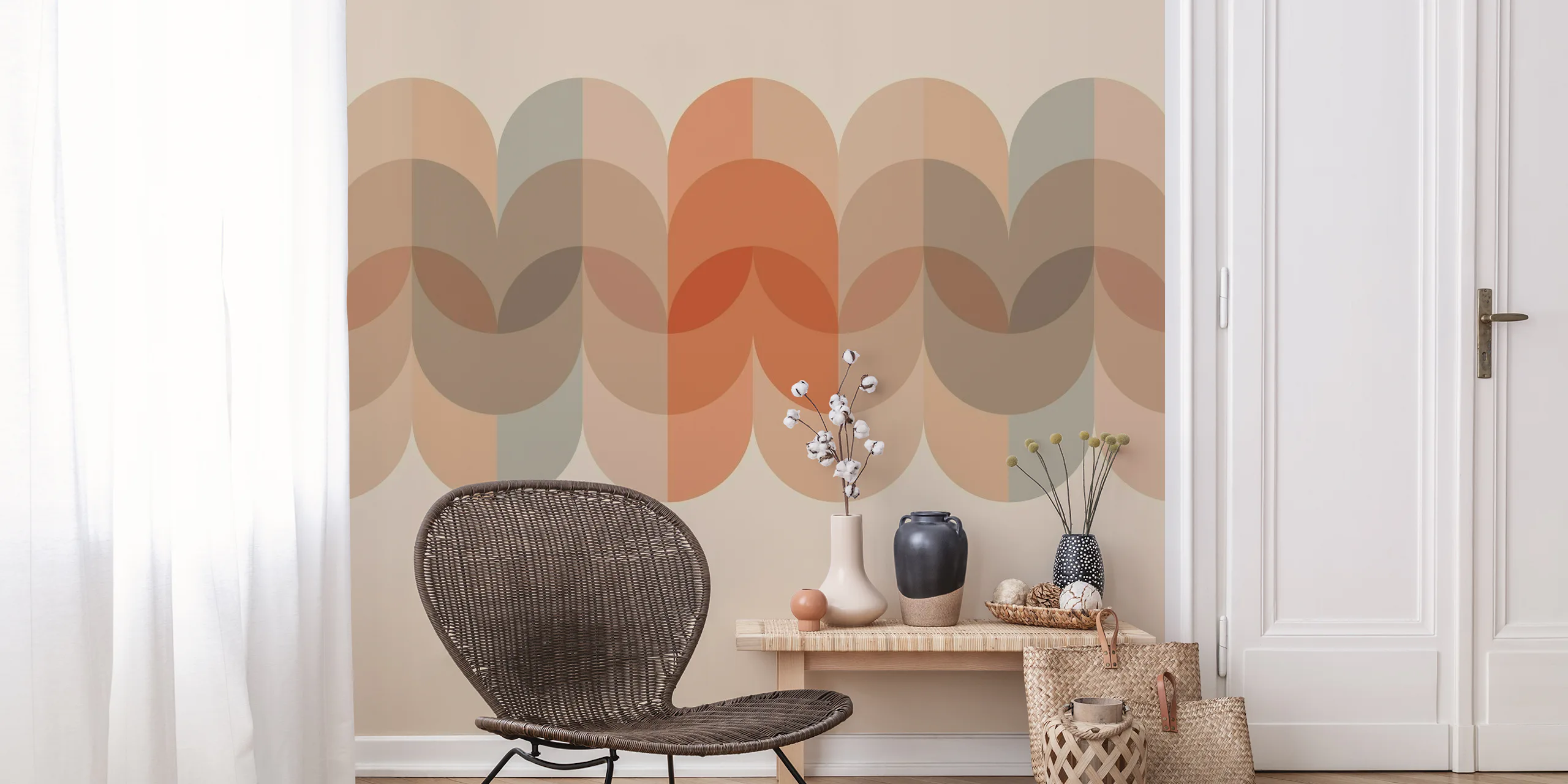 Calm Mid Century Leaf Border - Happywall.com