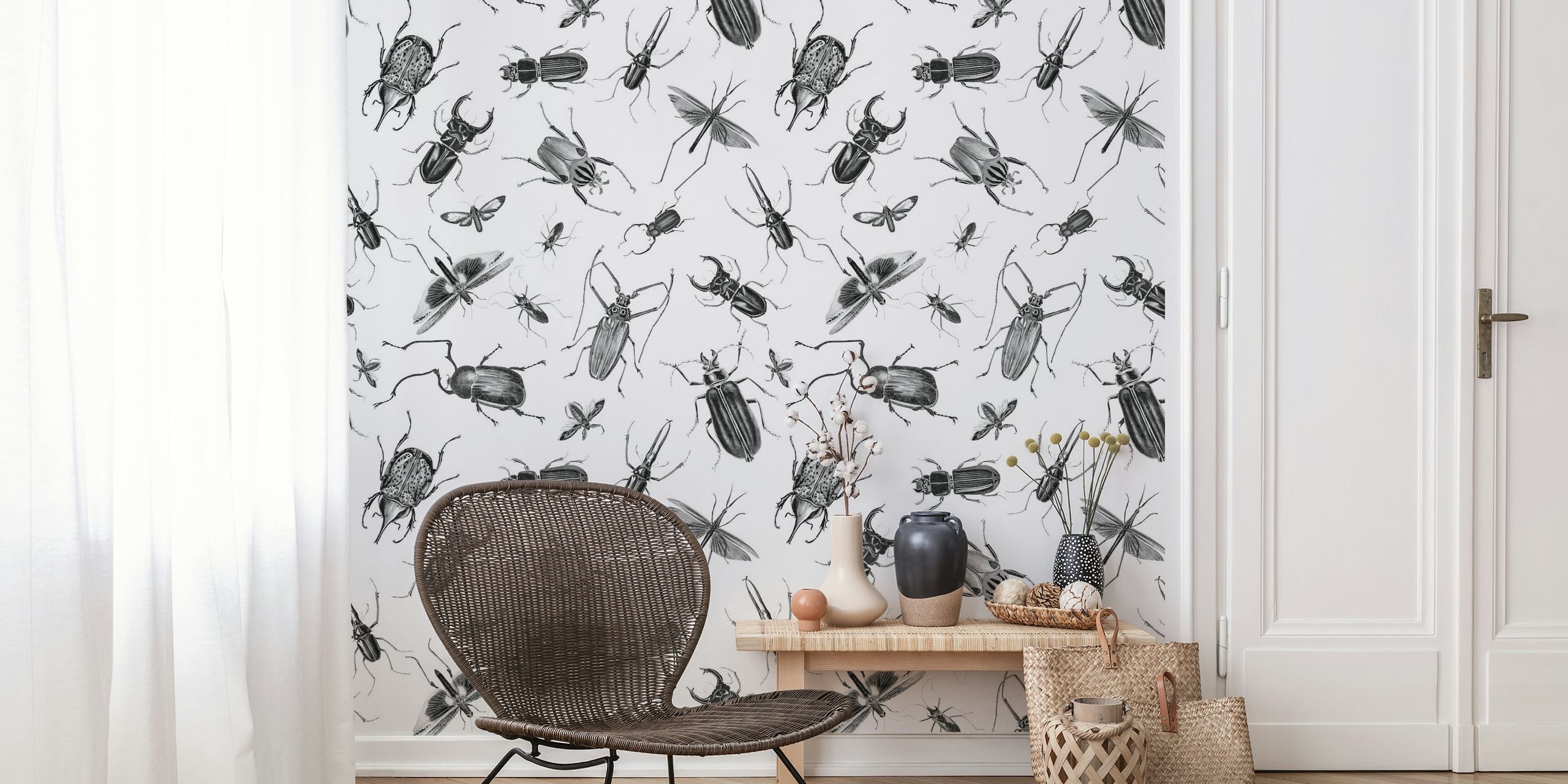Vintage Beetles And Bugs behang