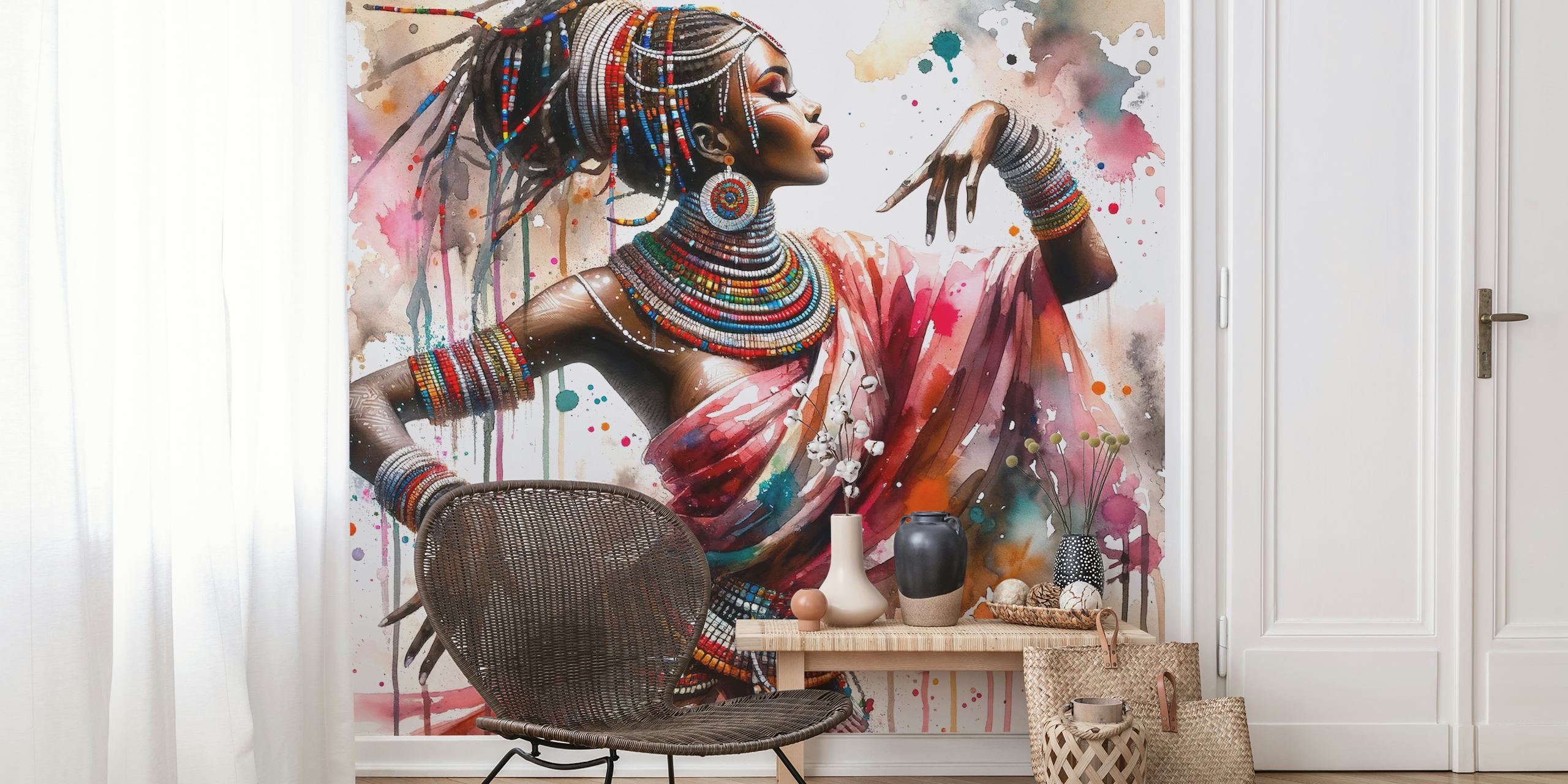 Watercolor African Dancer tapety v pokoji