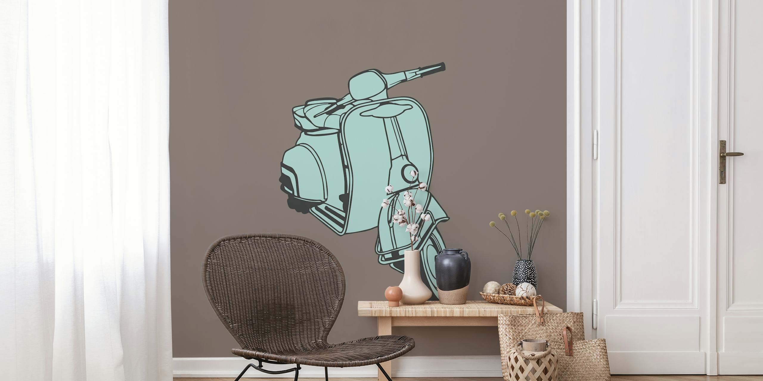 Sage Motorcycle Vespa wallpaper in a room