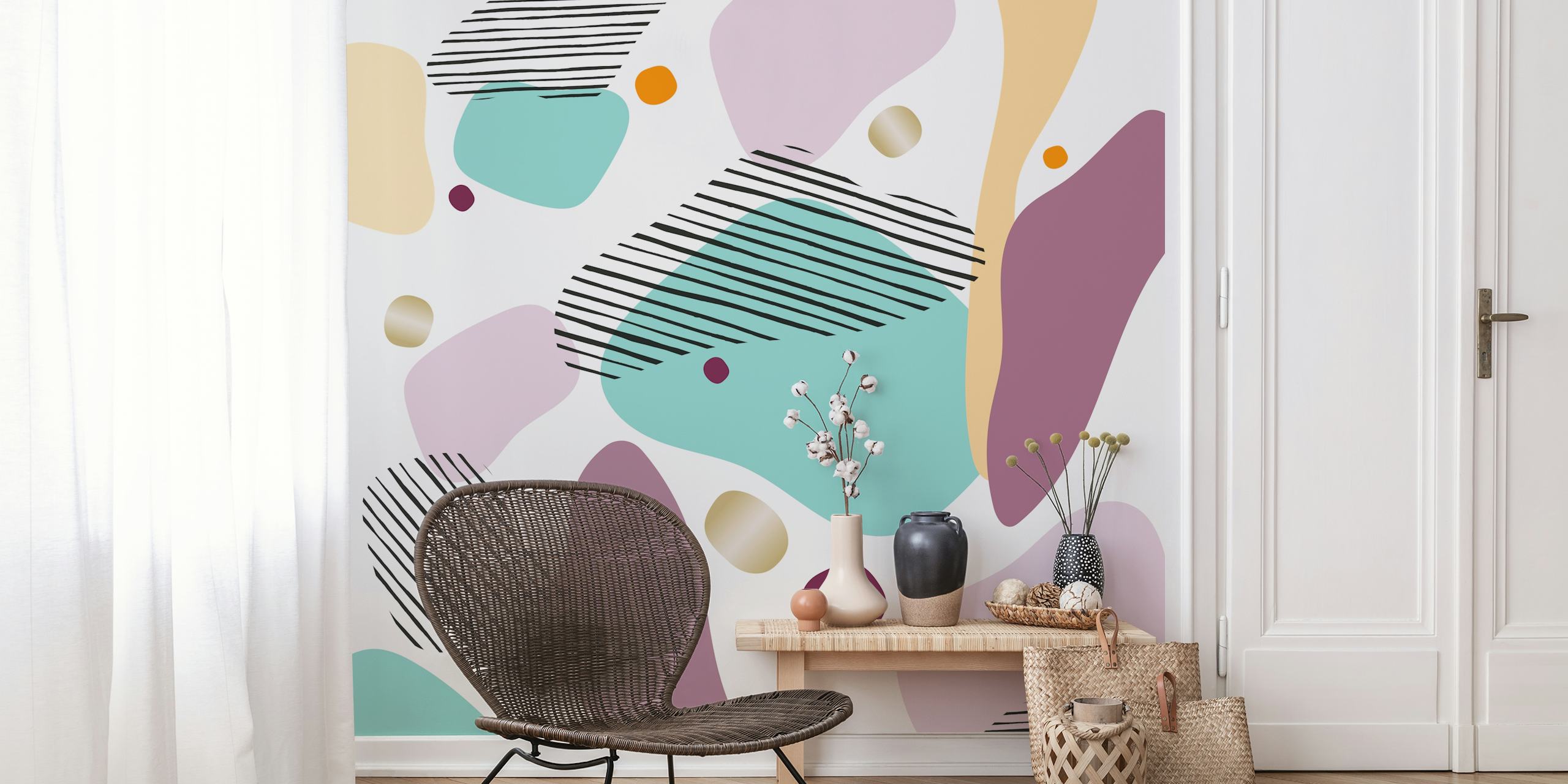 abstract wall pattern in a room setting