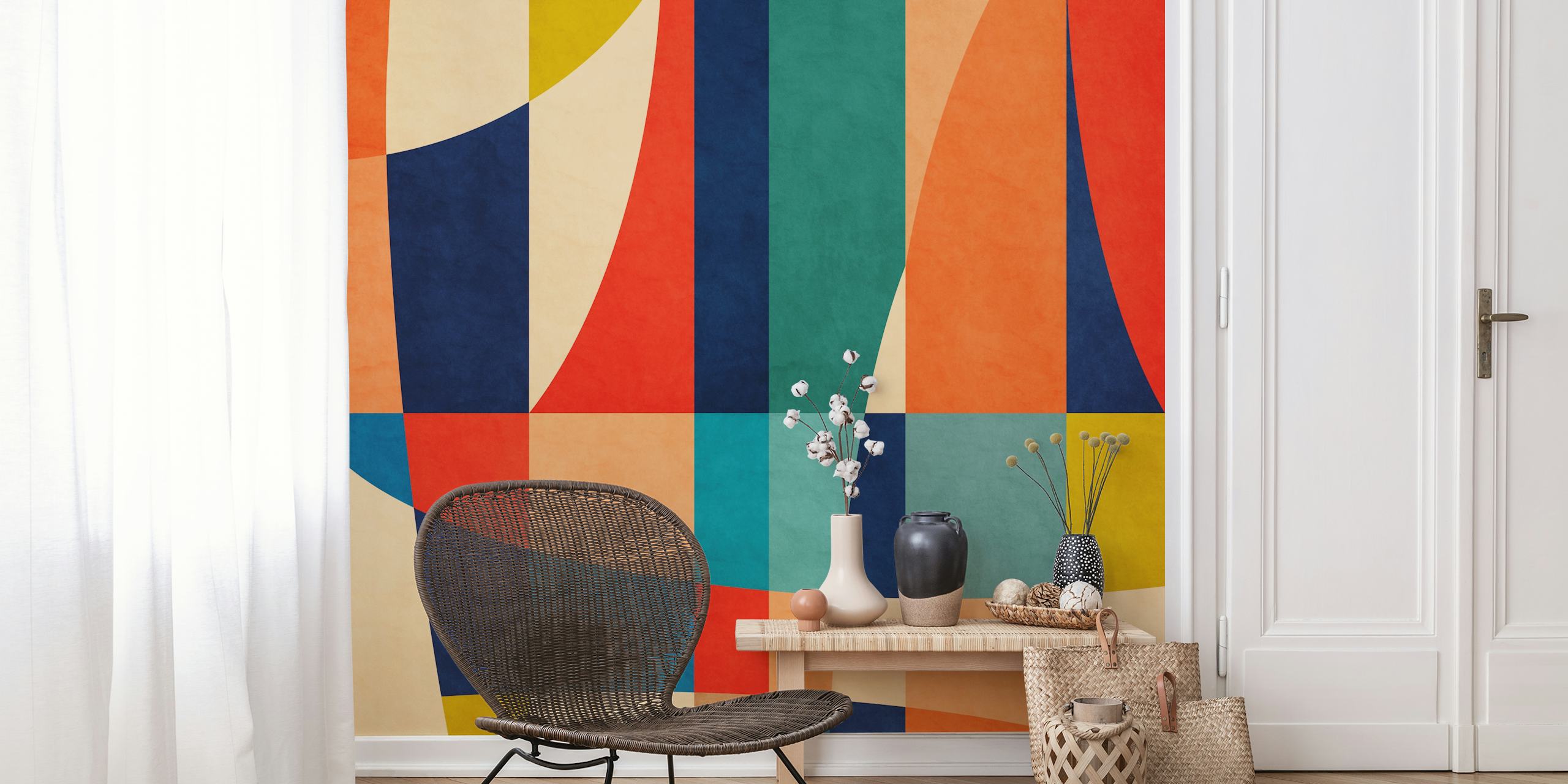 Bunte geometrische Muster Tapete in verschiedenen Farben