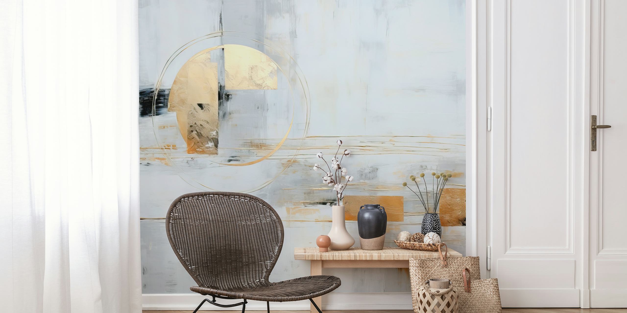 Papel Pintado Abstract Art Con Acentos Dorados