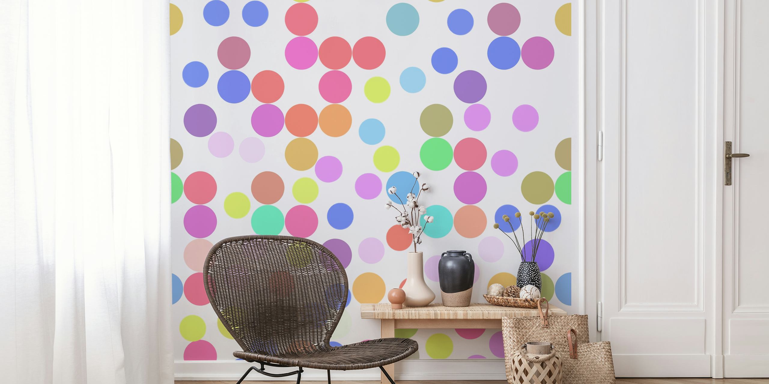 Colorful circle patterns on wallpaper