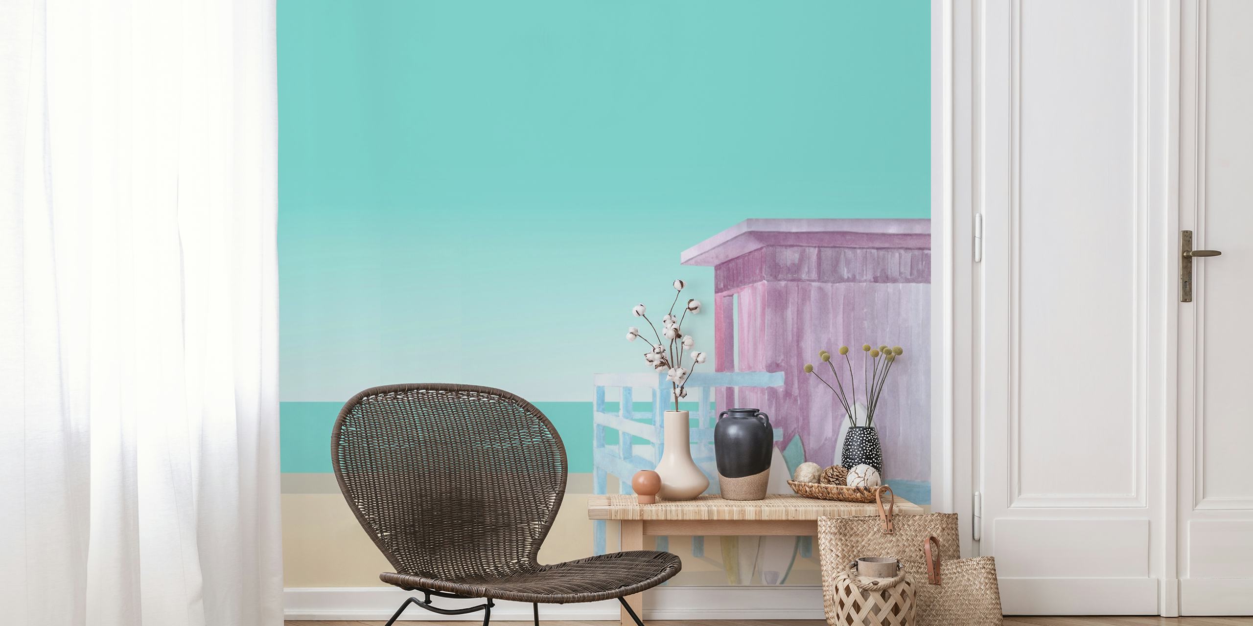 Surfshack wallpaper design in a room