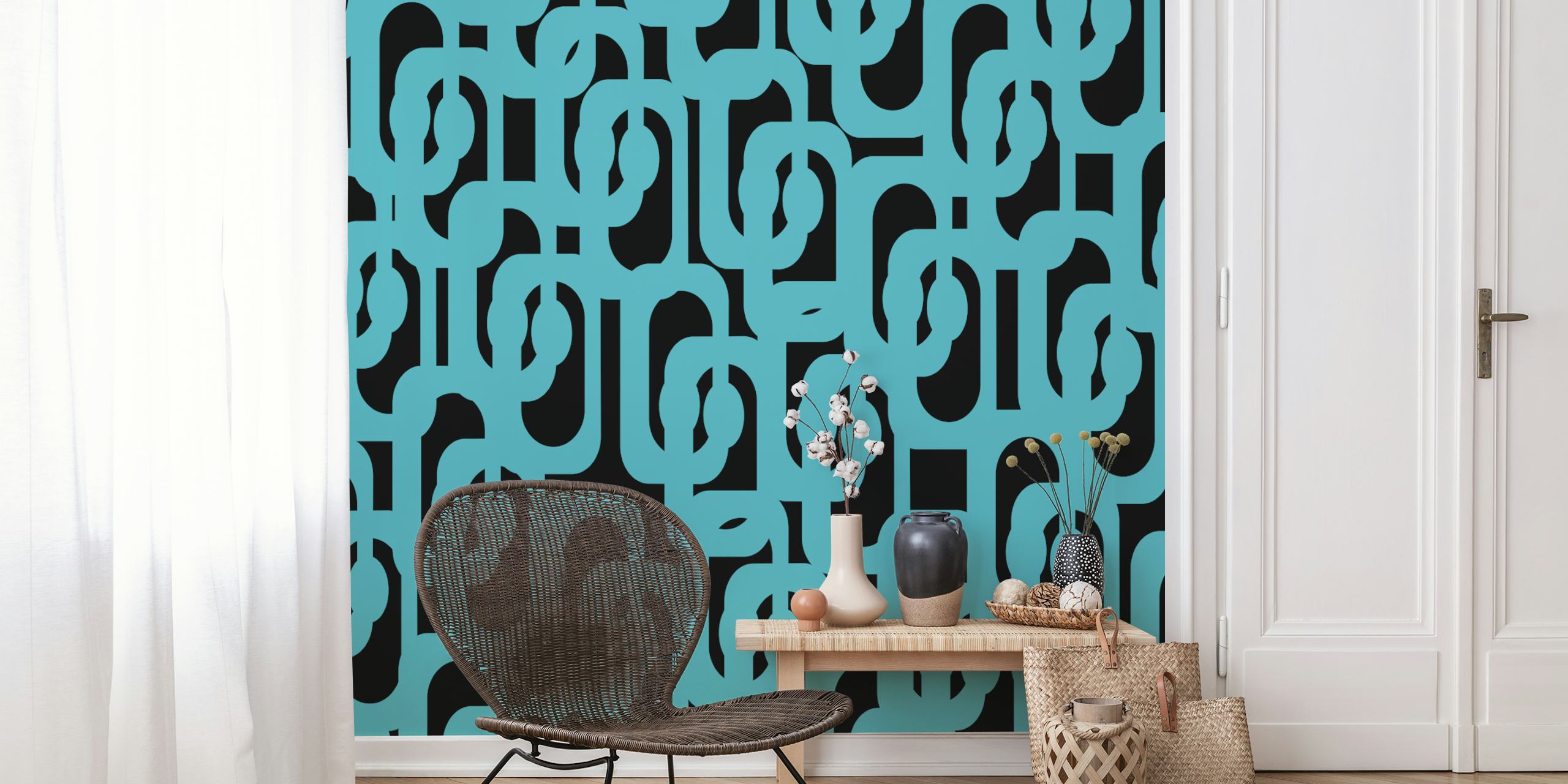 Papel de parede Mid-Century Modern Loops em um quarto