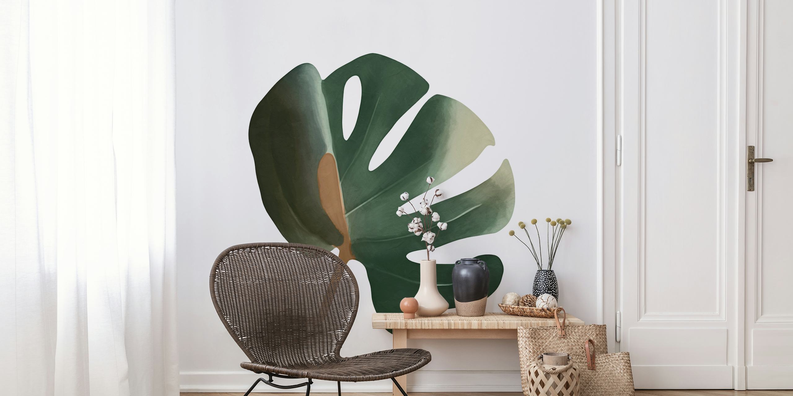 Chic Monstera Essence Tapete in einem Raum