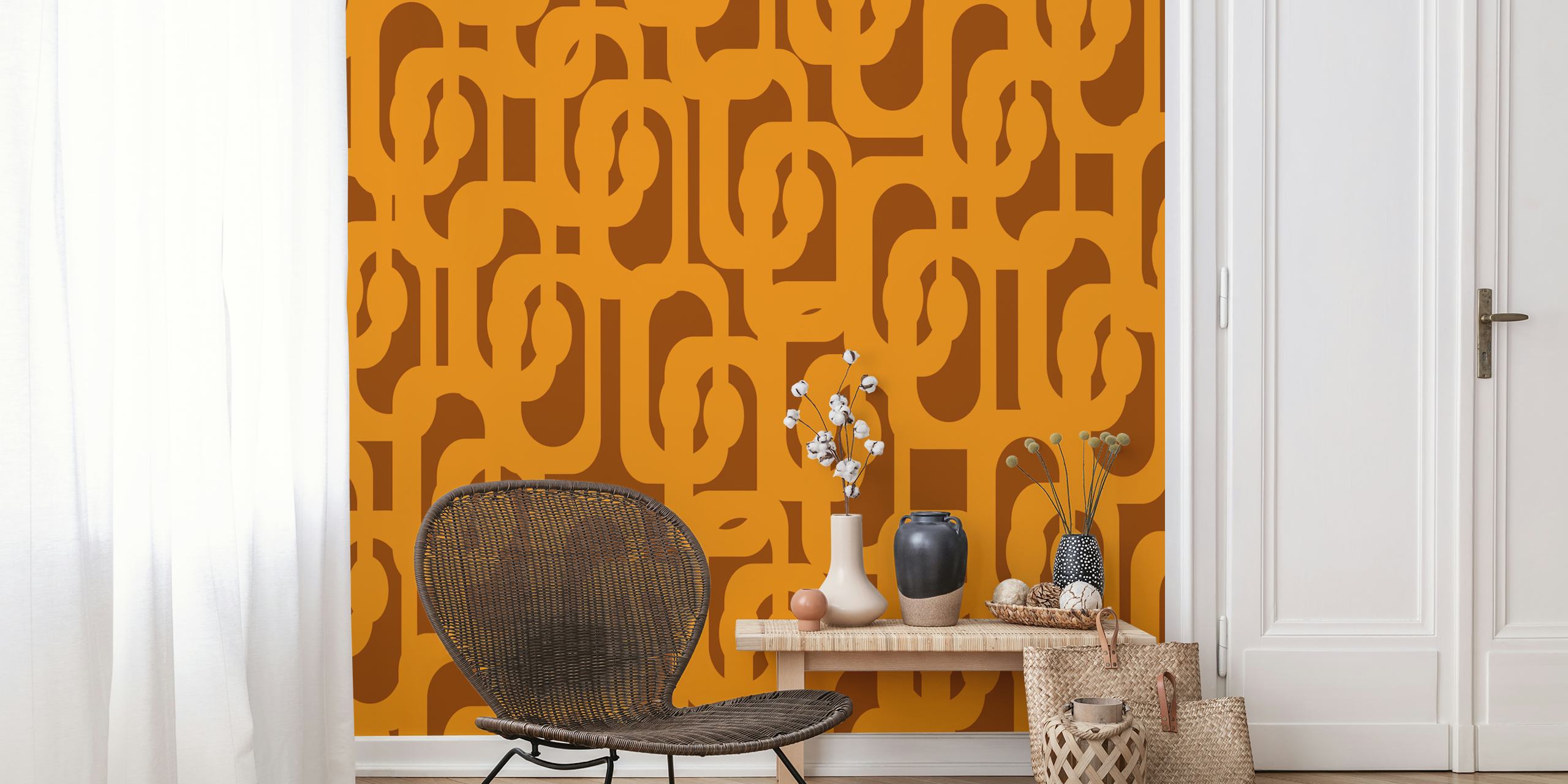 Midcentury Loops Retro 70s tapet i et rum