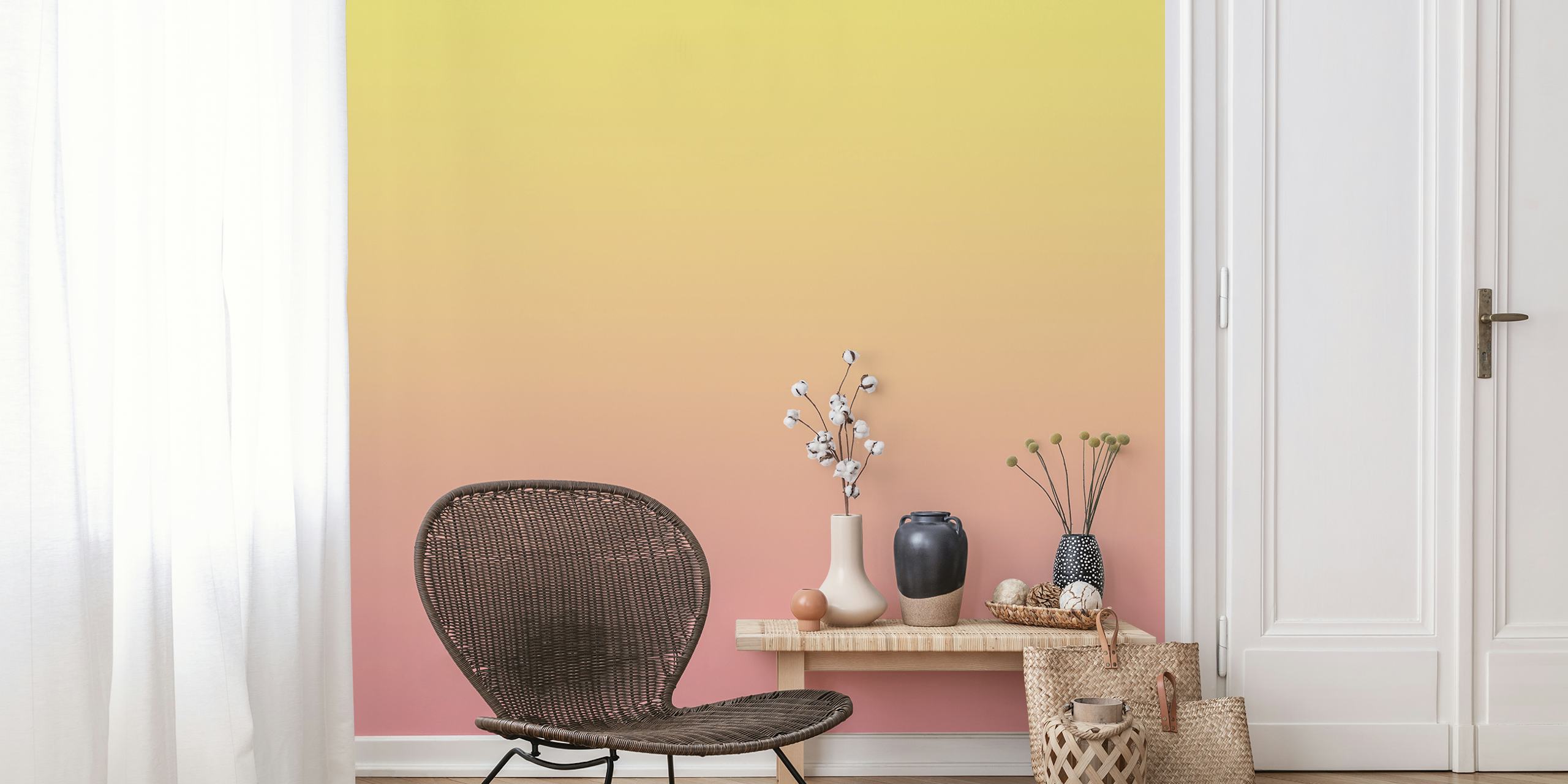 Pastel sunrise blend gradient wallpaper in a room