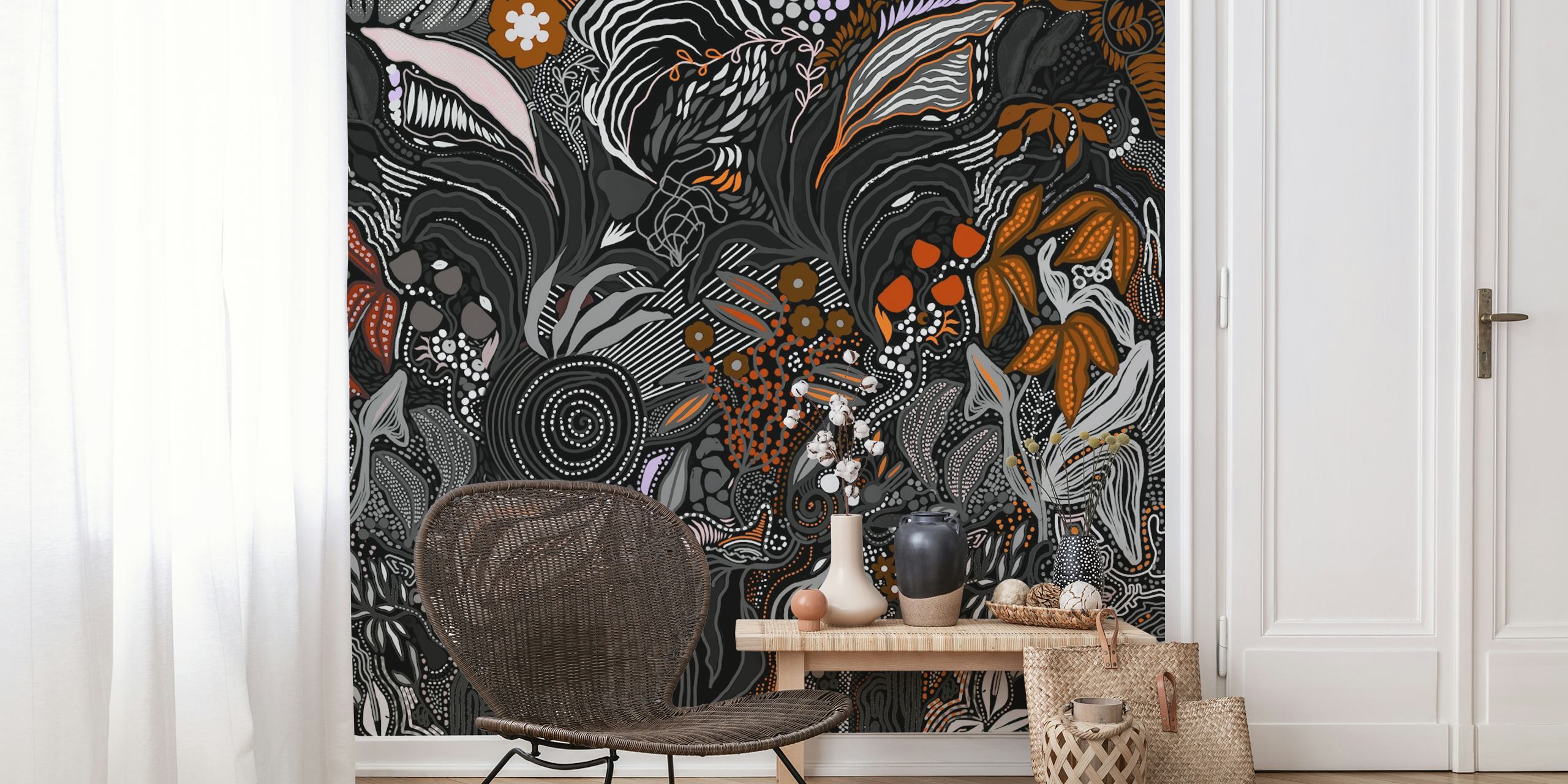 Ornate Botanical-tapet i et rom