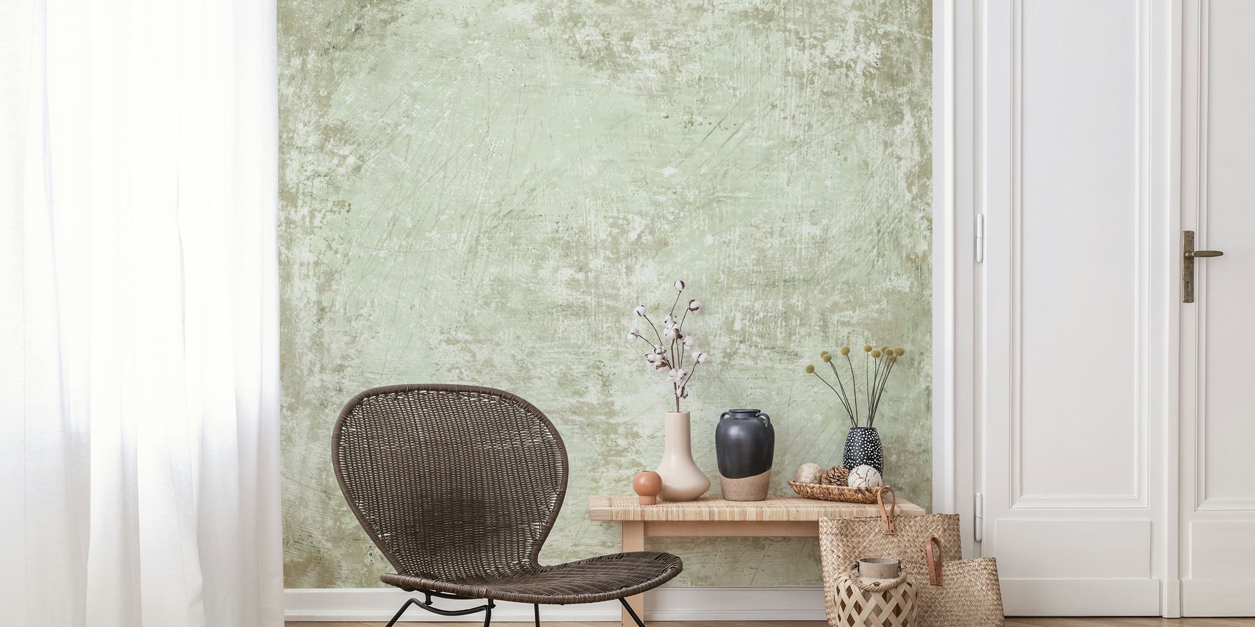 Light green textured wallpaper in a room