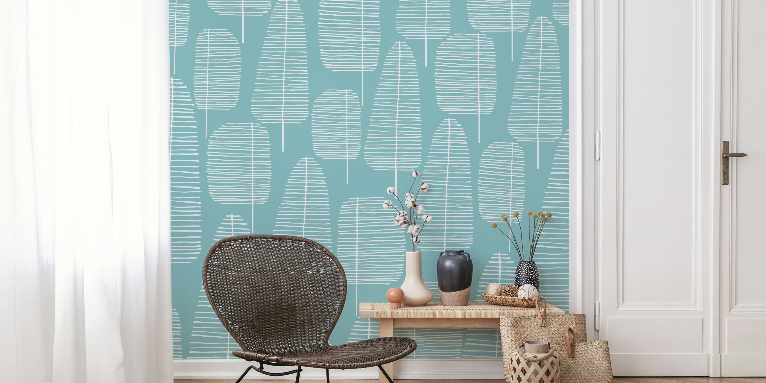 Carta da parati Mid Century Trees in una stanza