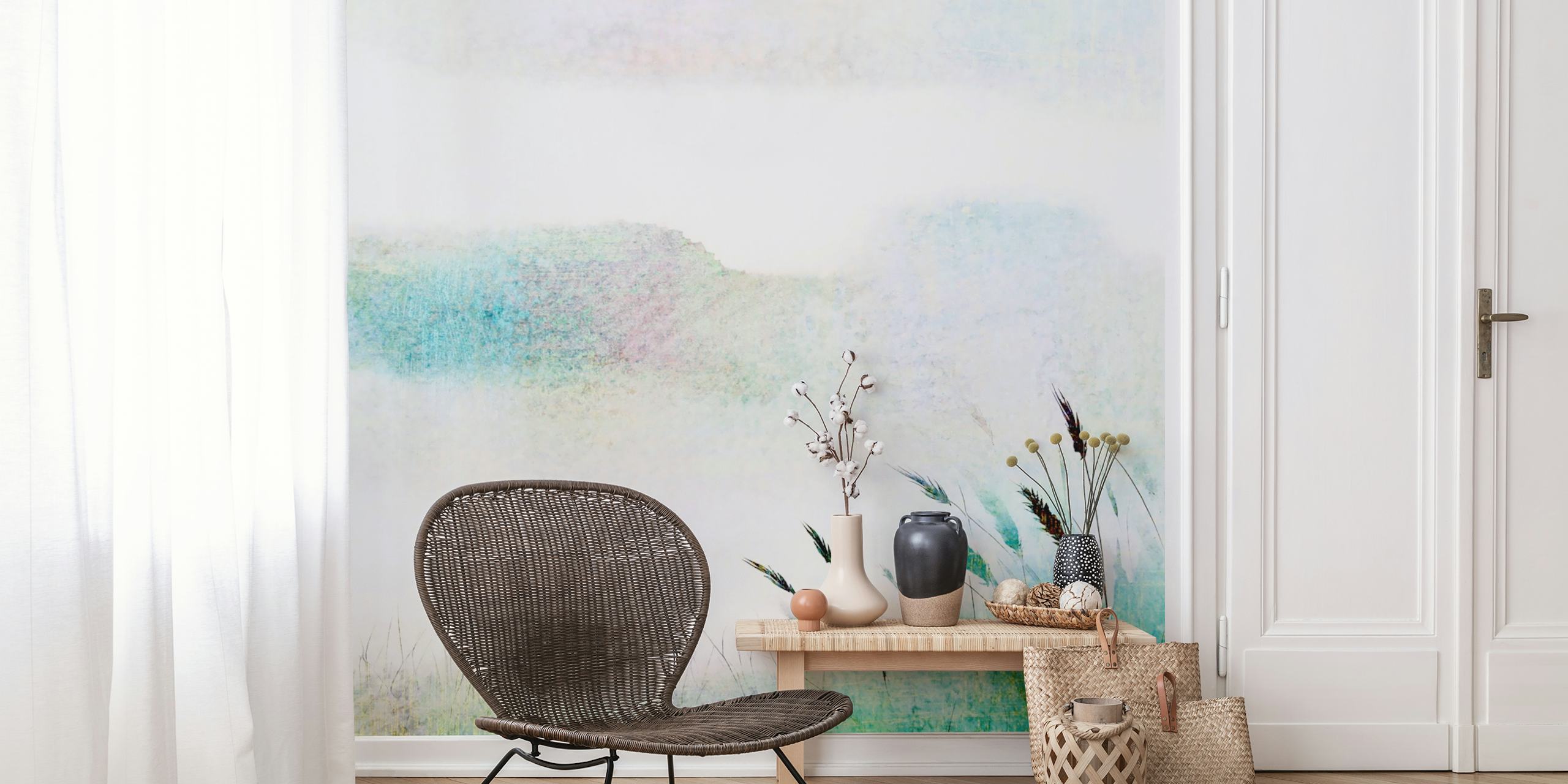 Ethereal Grassland Hues wallpaper in a room