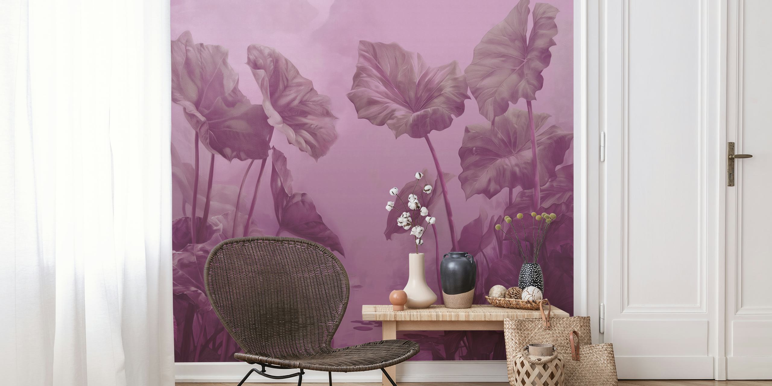 Leafy Lagoon - Pink tapet i et rum