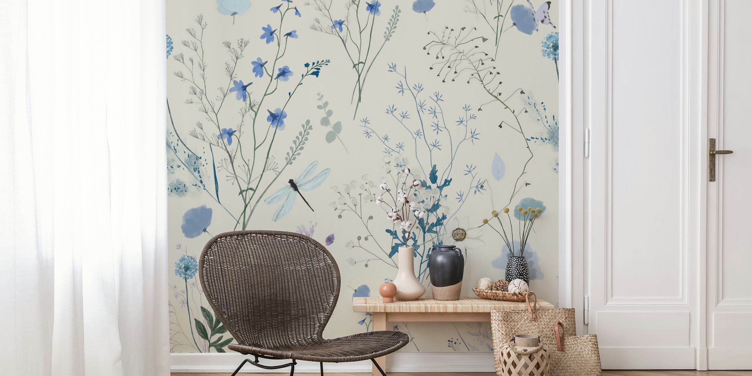 Floral wallpaper in a room setting