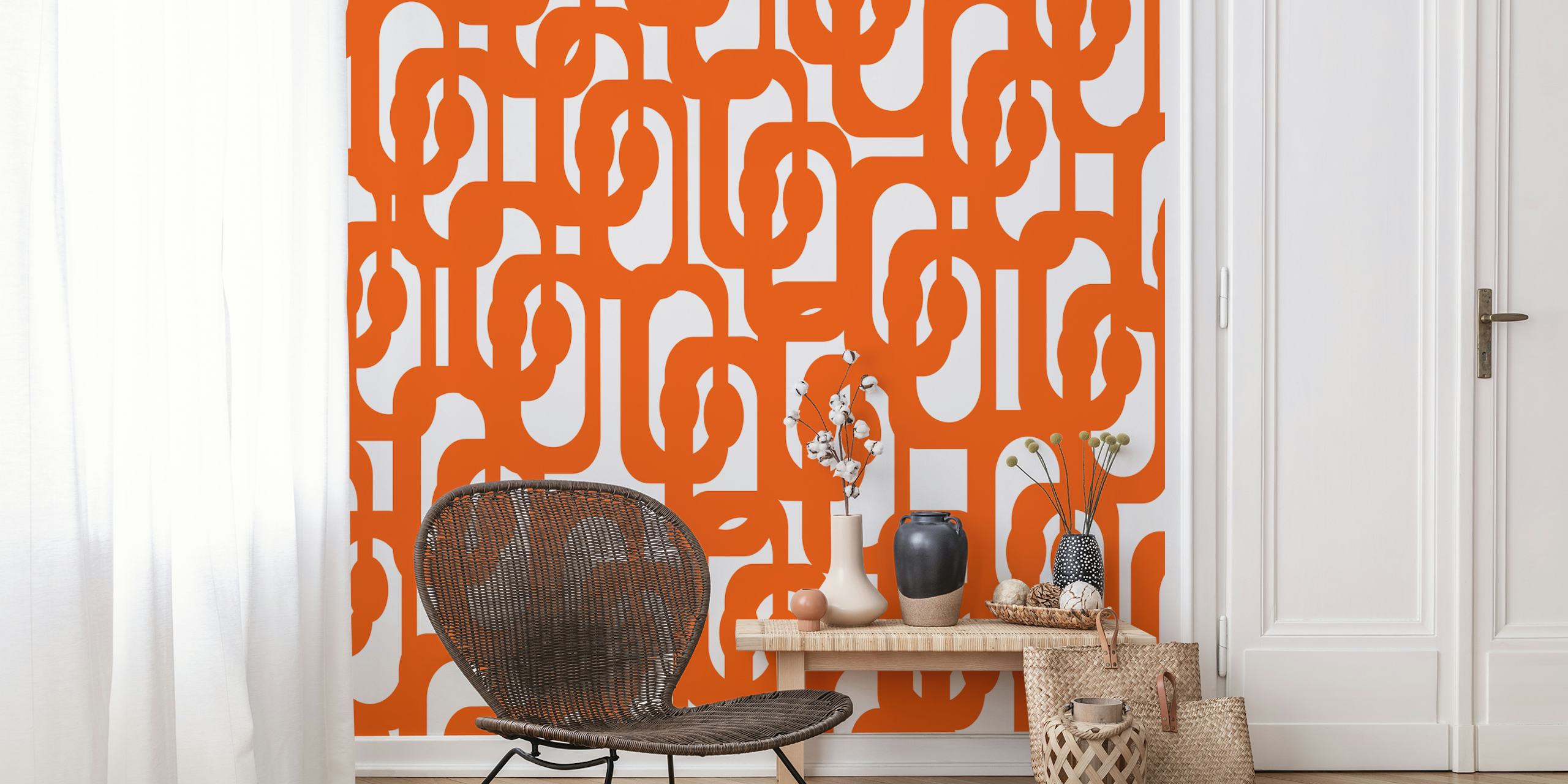 Mid Century Modern Orange Loops tapetdesign