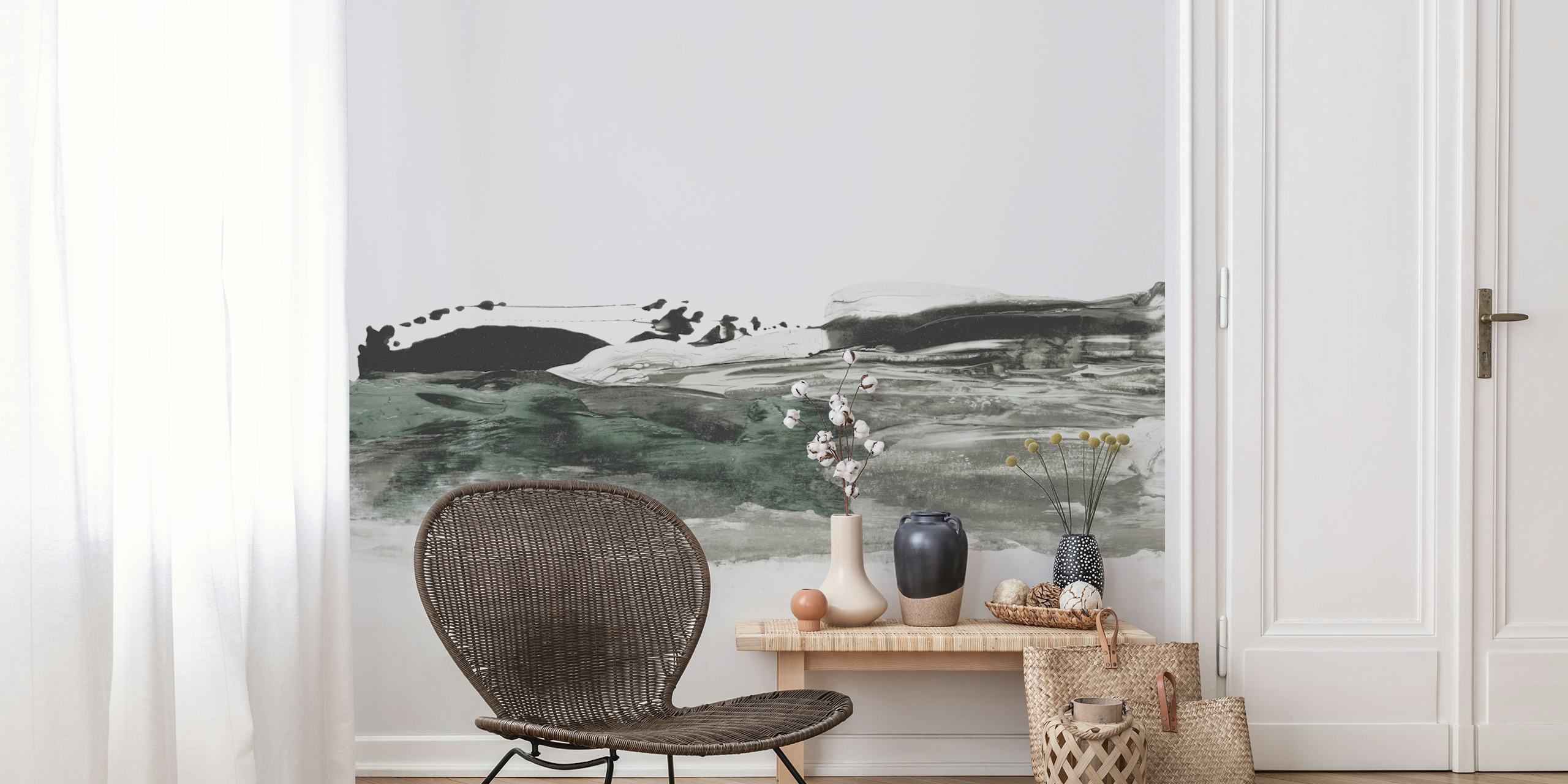Minimalist Scenic Brushwork papier peint dans une pièce