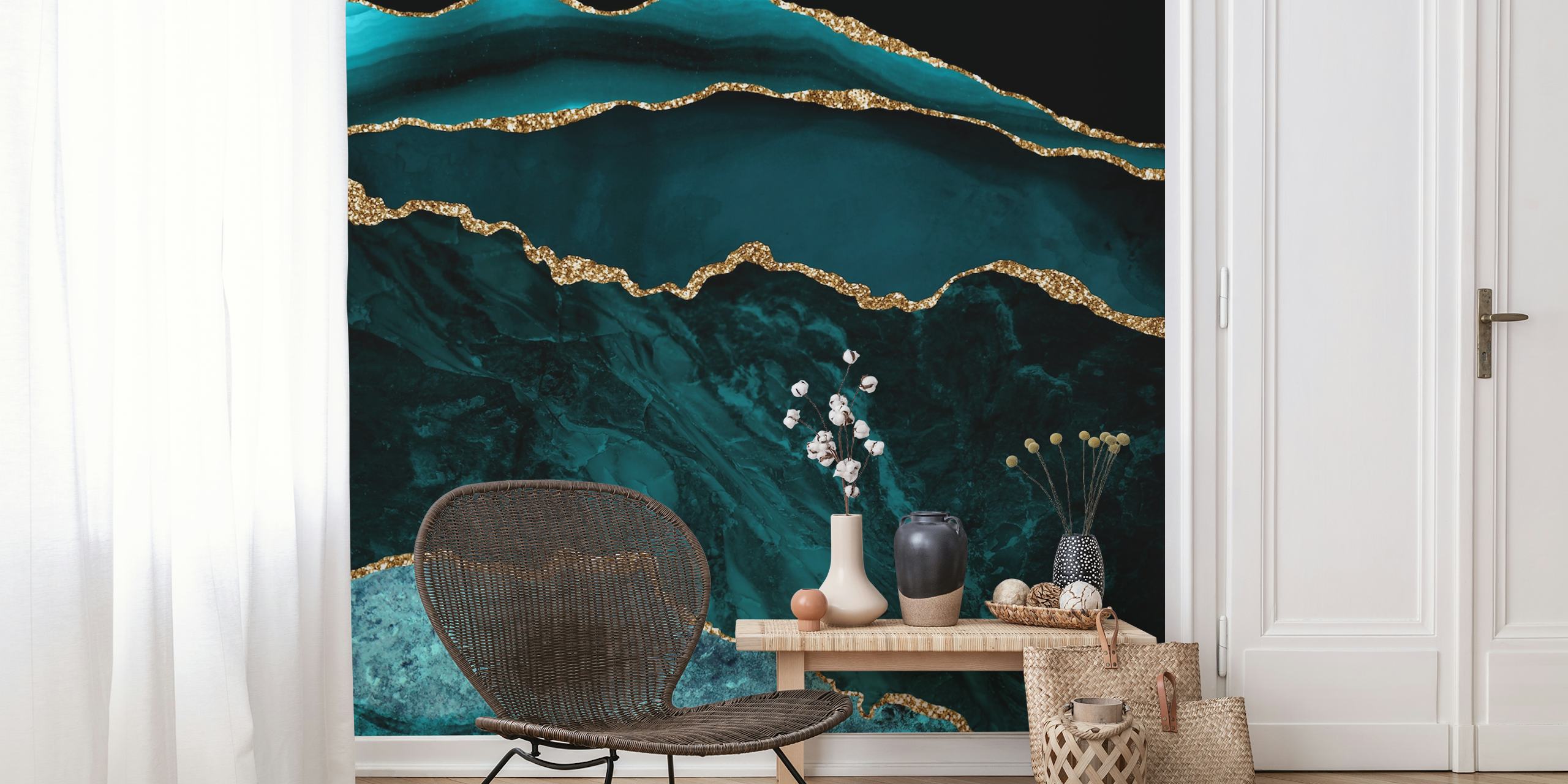 Moody Teal e Gold design astratto