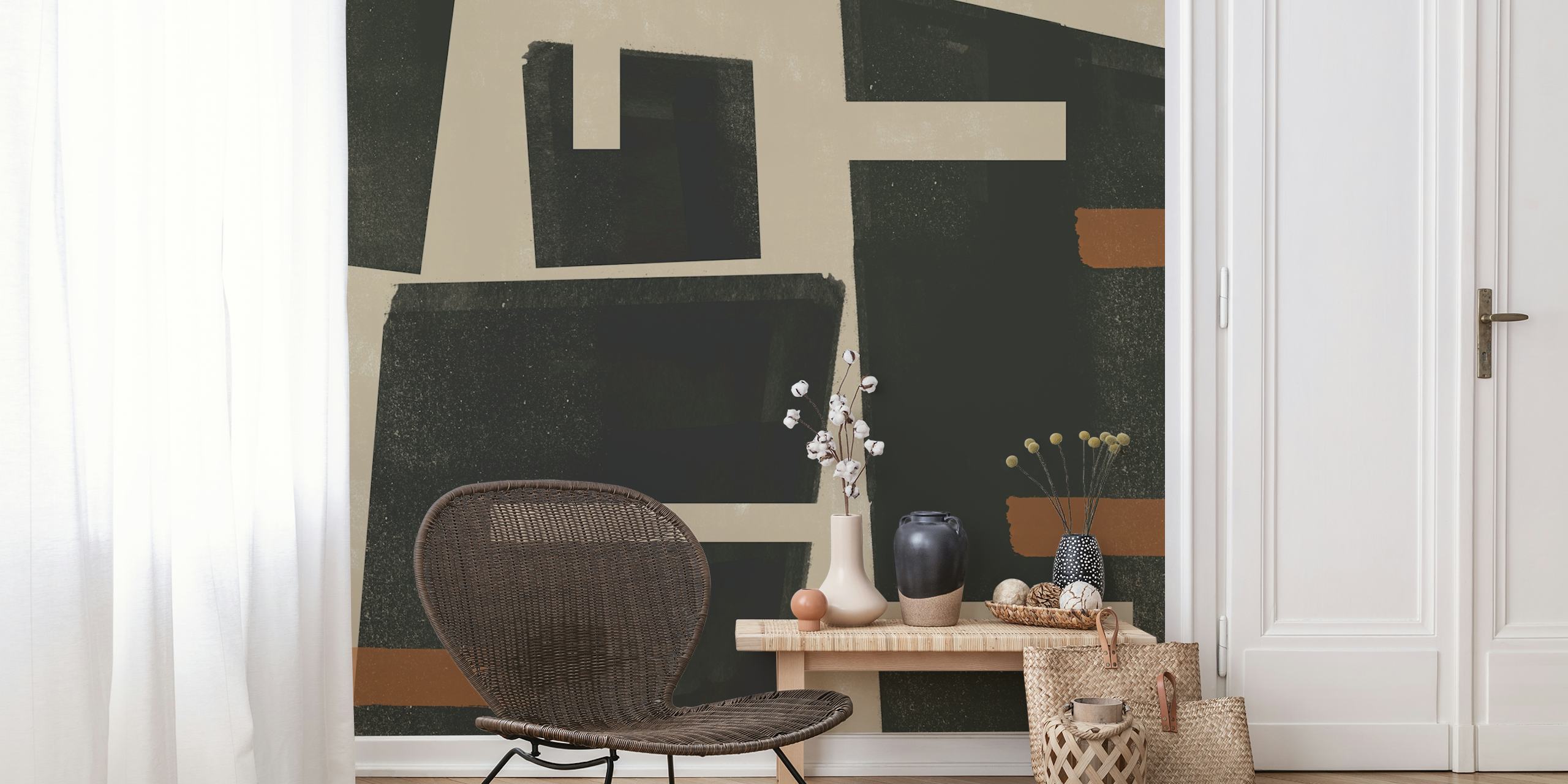 Modern Geo Shapes wallpaper in a room