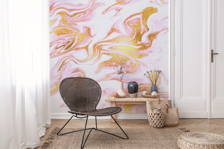 gold and pink wallpaper designs