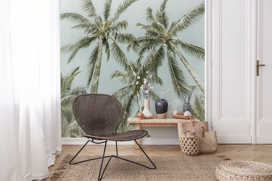 鍔 residu Magnetisch Lovely Vintage Palm Trees Wallpaper | Happywall