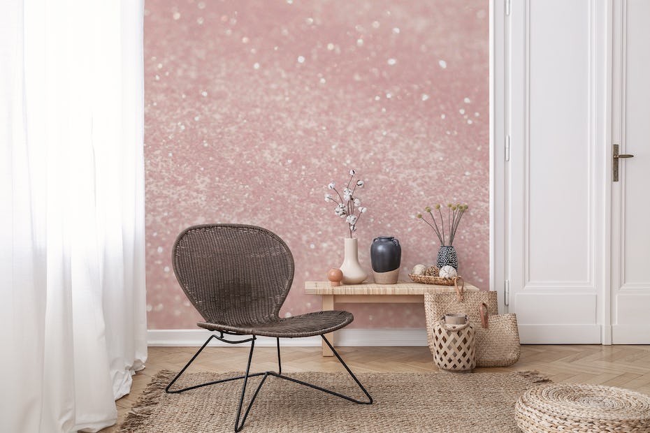light pink glitter walls