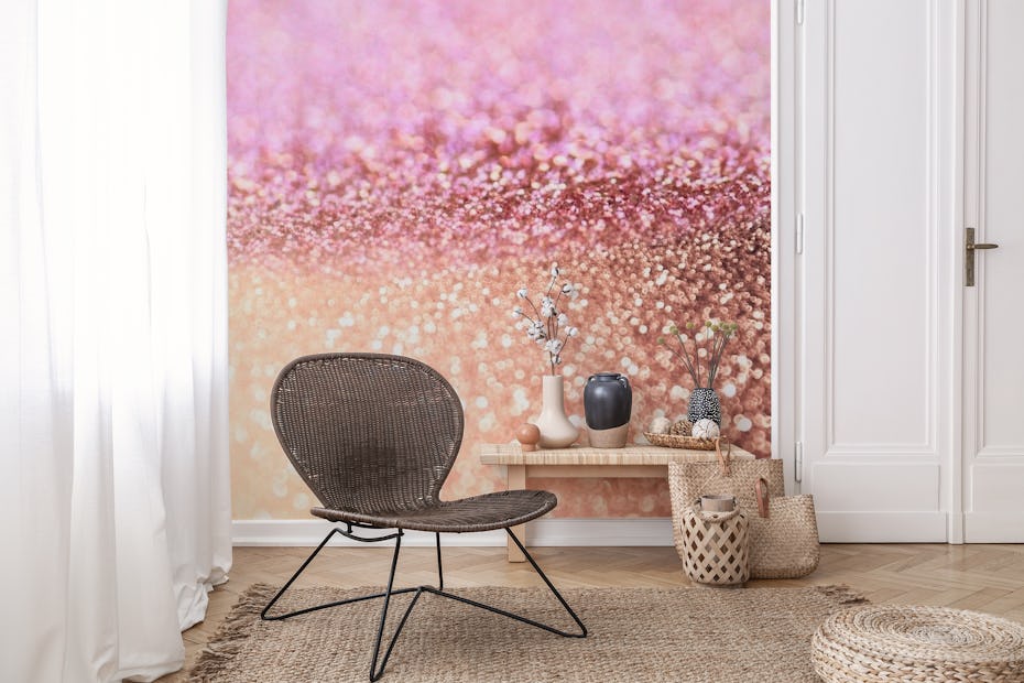 Glamour Girl Peach Glitter Wallpaper Buy Online | Happywall